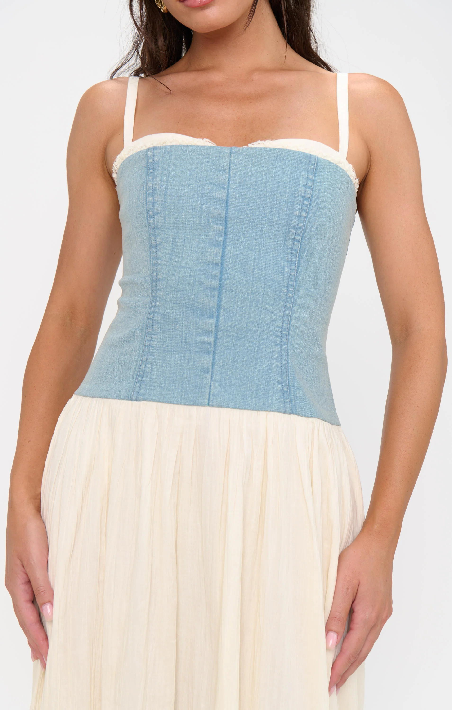 Tiffany Maxi Dress ~ Light Indigo with Cream Voile - Image 3
