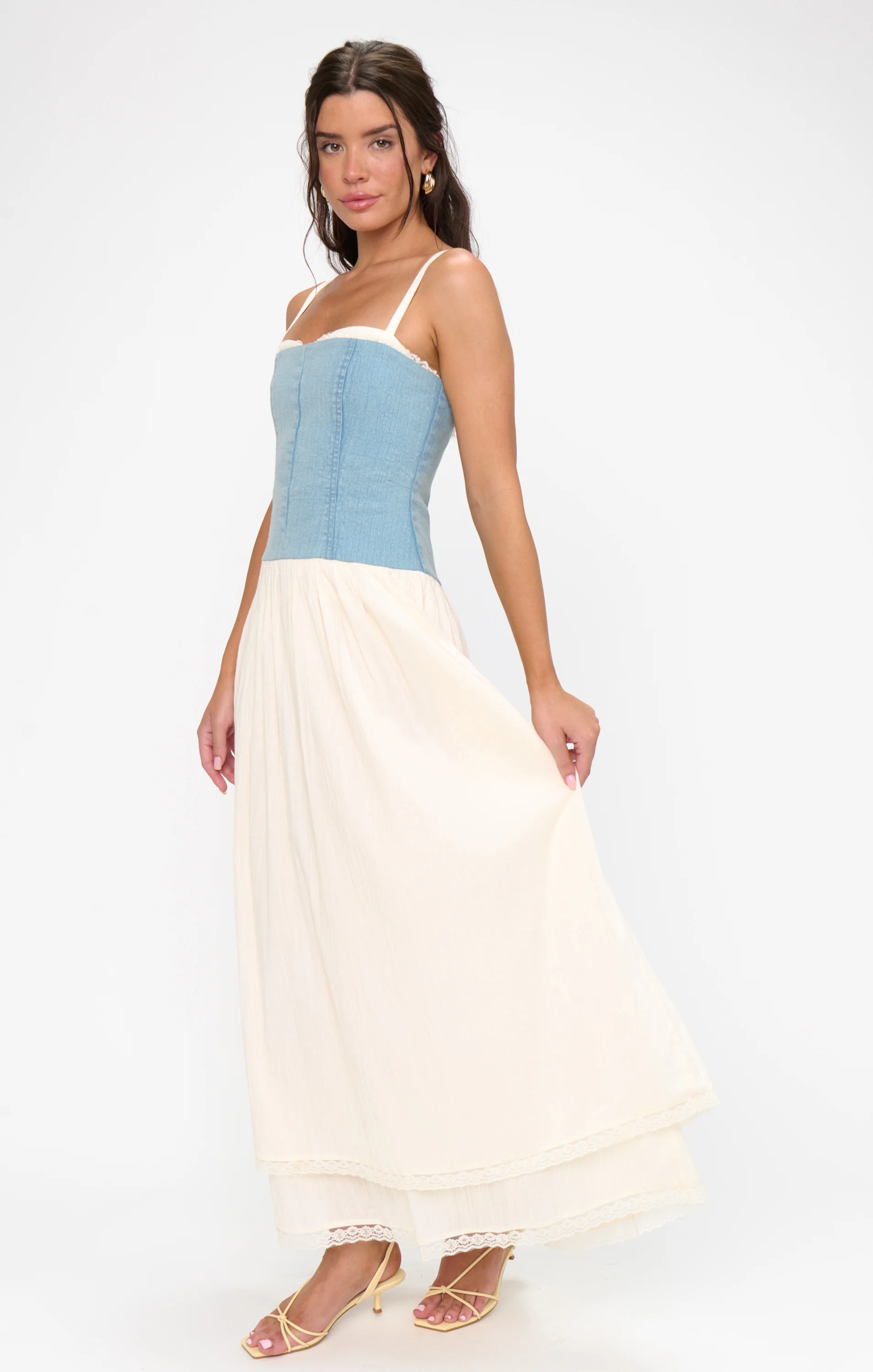 Tiffany Maxi Dress ~ Light Indigo with Cream Voile - Image 4