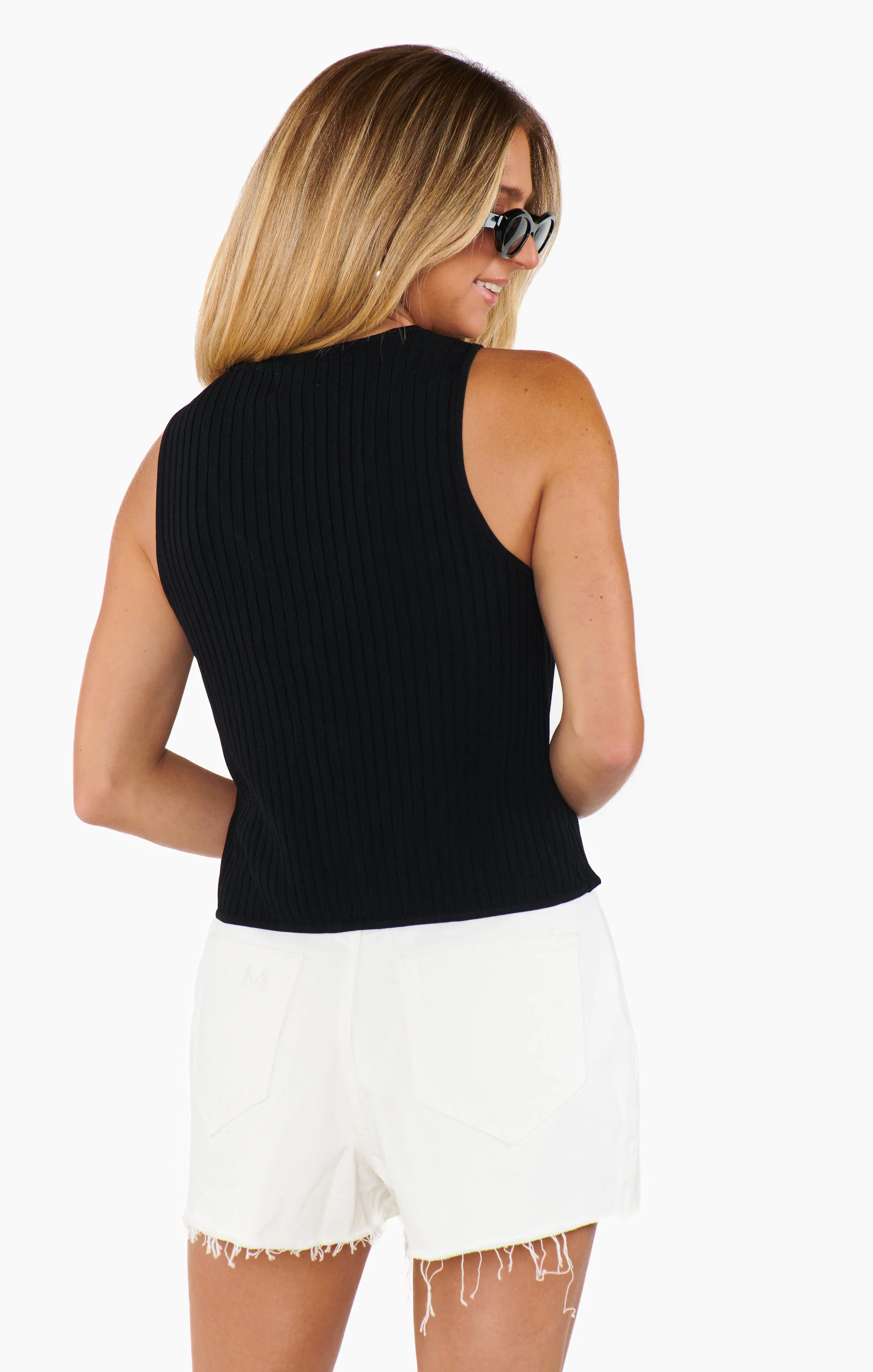 Time Out Tie Top ~ Black Rib Knit - Image 4