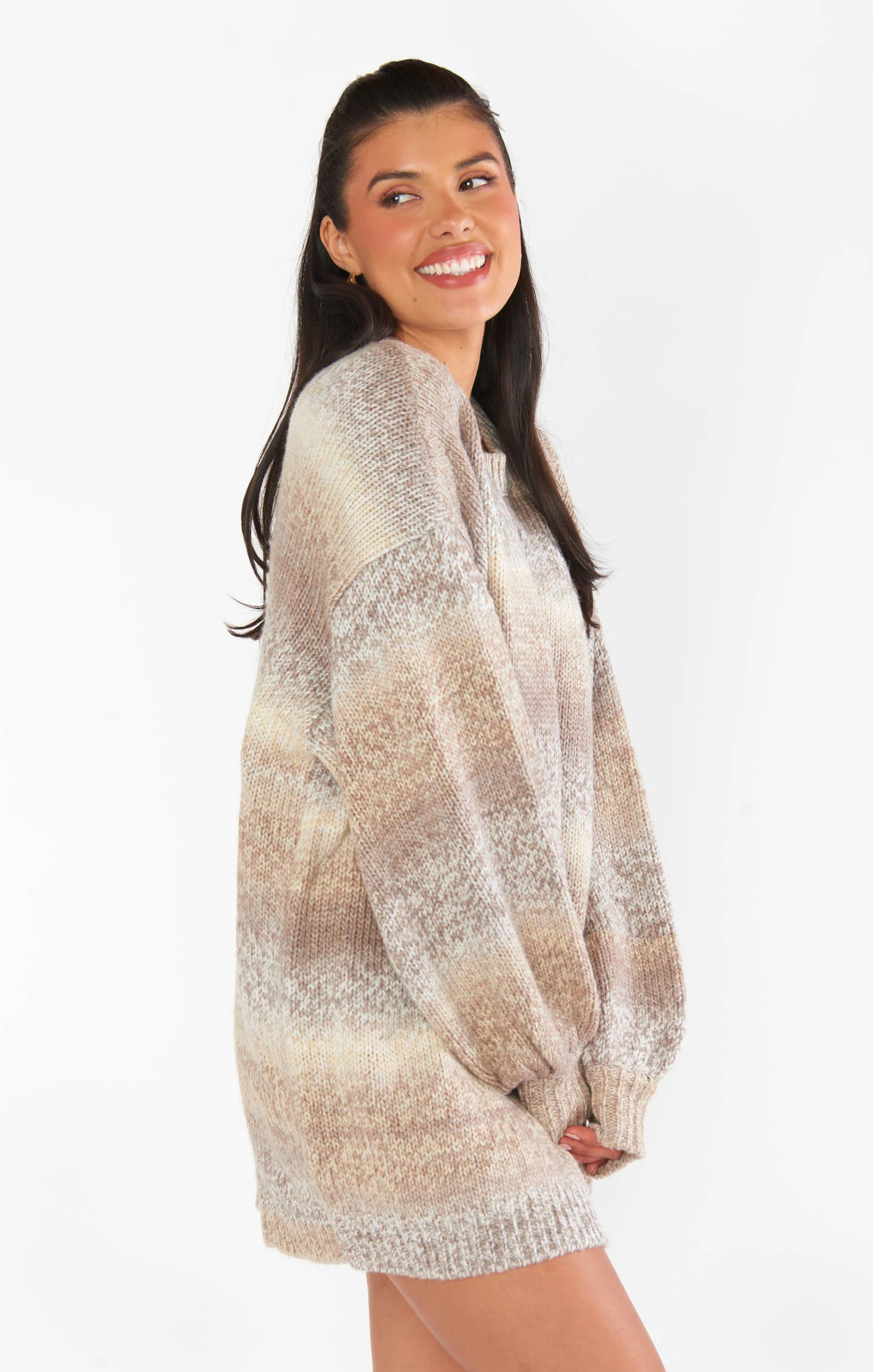 Timothy Tunic Sweater ~ Neutral Space Dye Knit - Image 6
