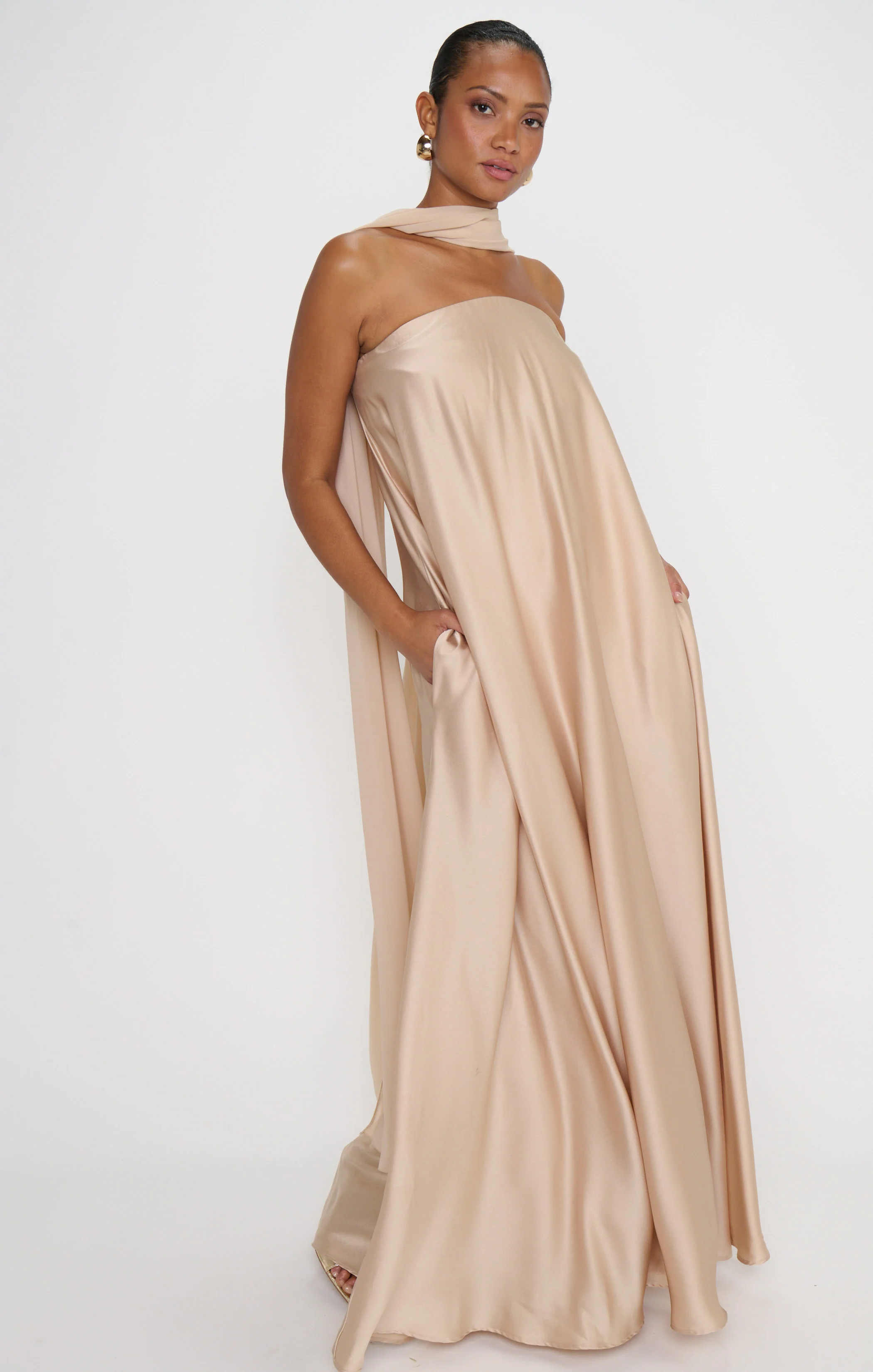 Tinsley Tube Dress ~ Champagne Luxe Satin - Image 3