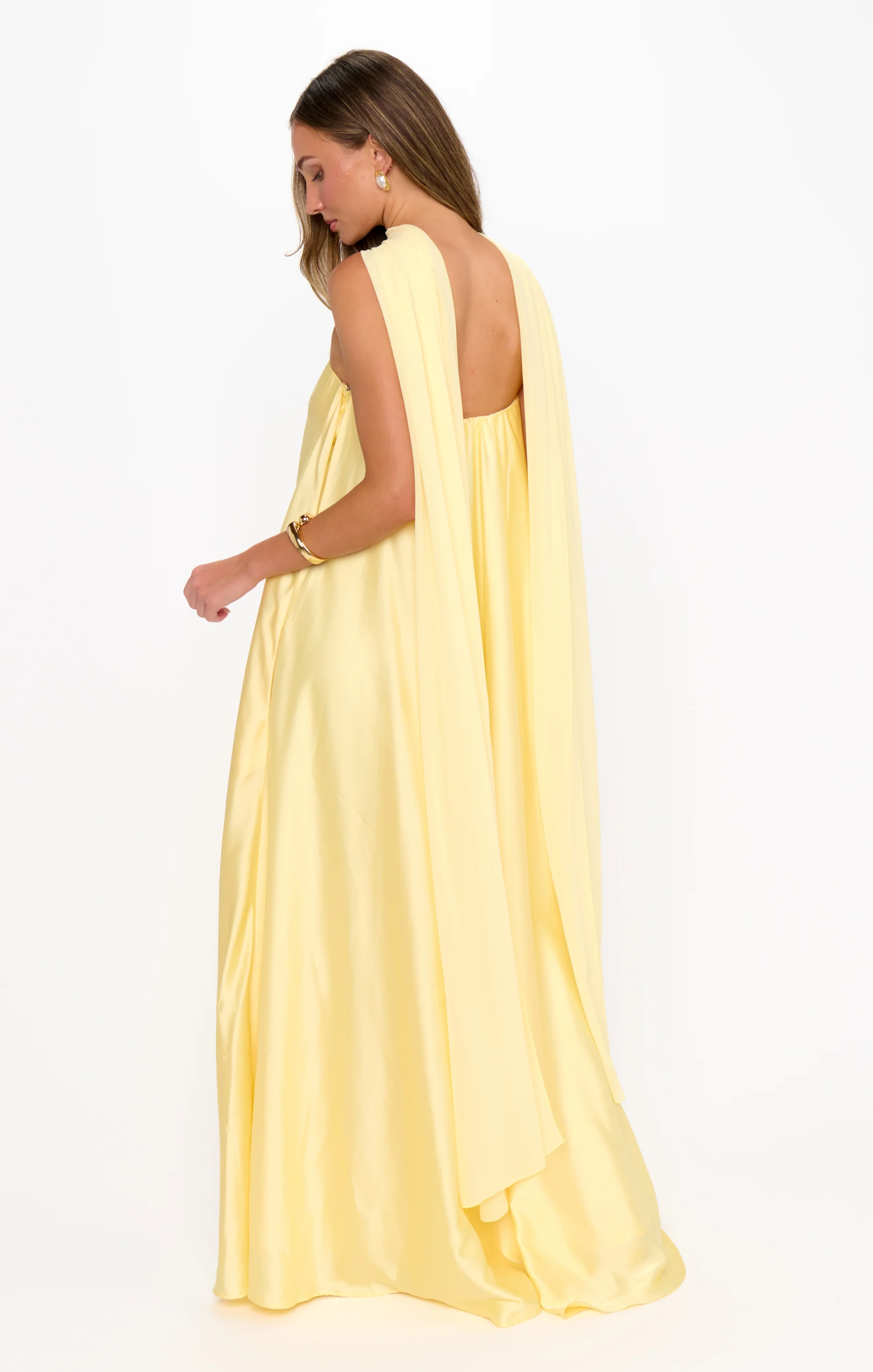 Tinsley Tube Dress ~ Pale Yellow Luxe Satin - Image 2