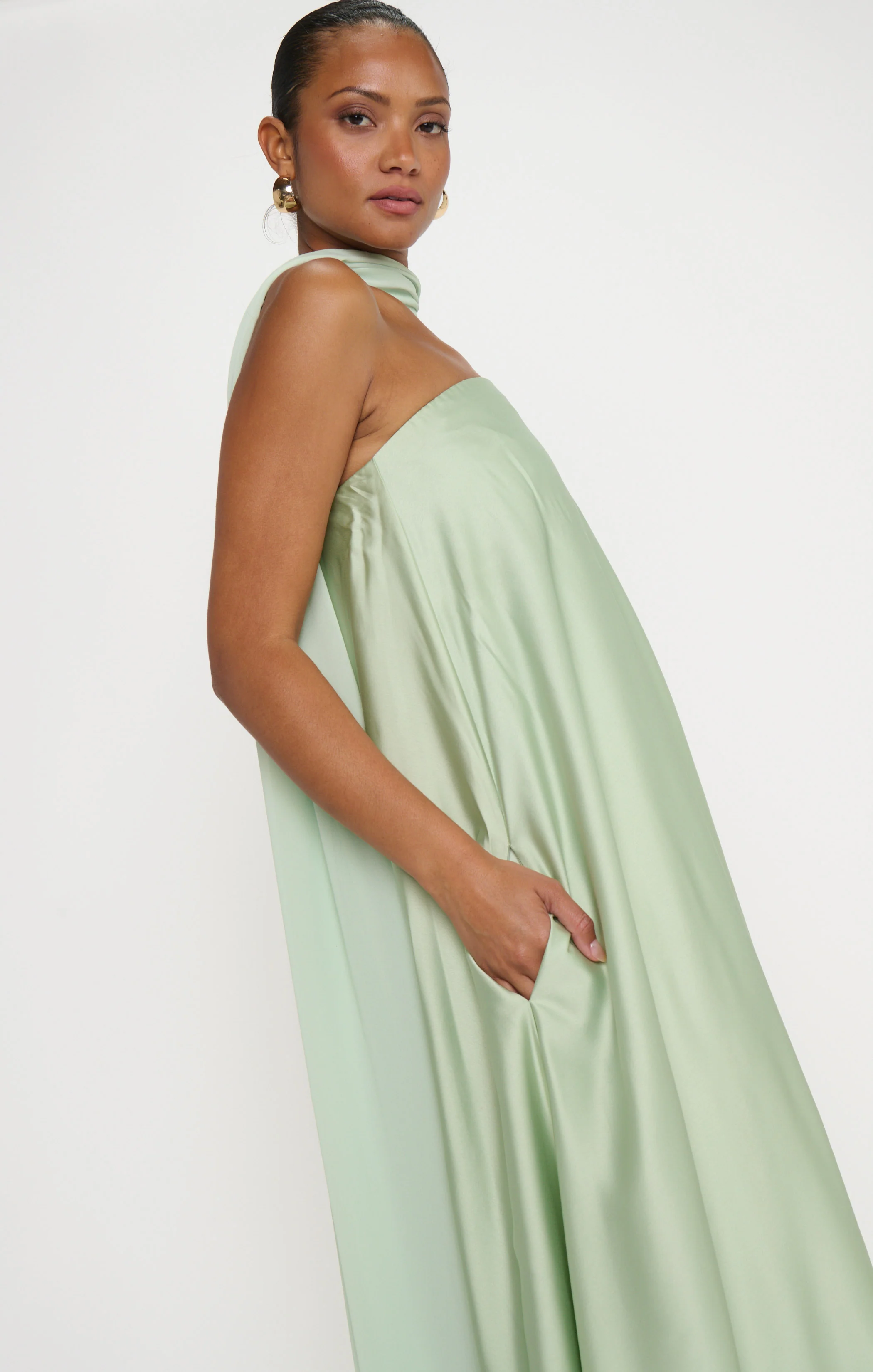 Tinsley Tube Dress ~ Pistachio Luxe Satin - Image 3
