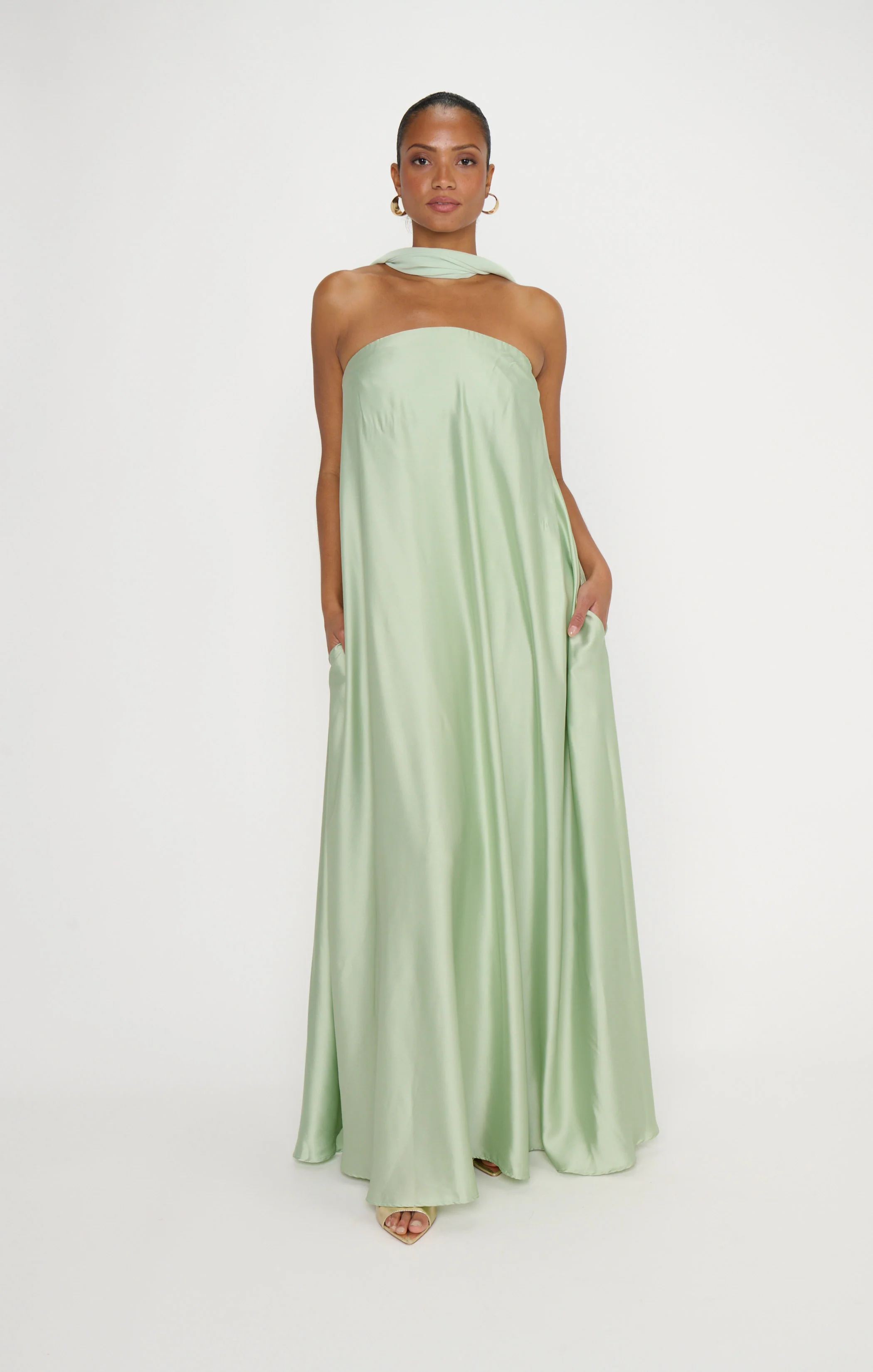 Tinsley Tube Dress ~ Pistachio Luxe Satin - Image 4
