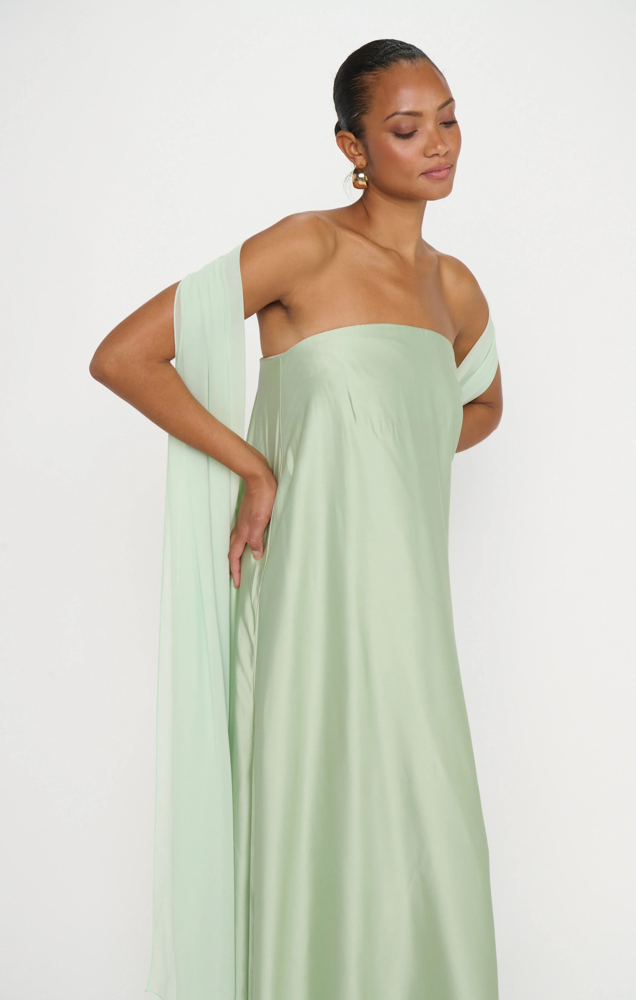 Tinsley Tube Dress ~ Pistachio Luxe Satin - Image 6