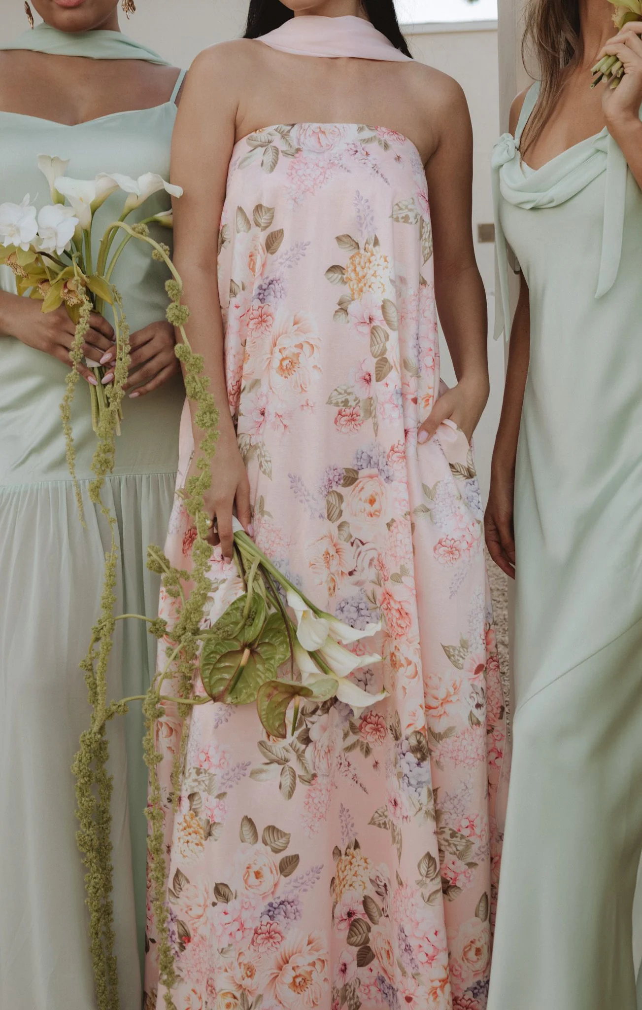 Tinsley Tube Dress ~ Powder Pink Blooms Taffeta - Image 2