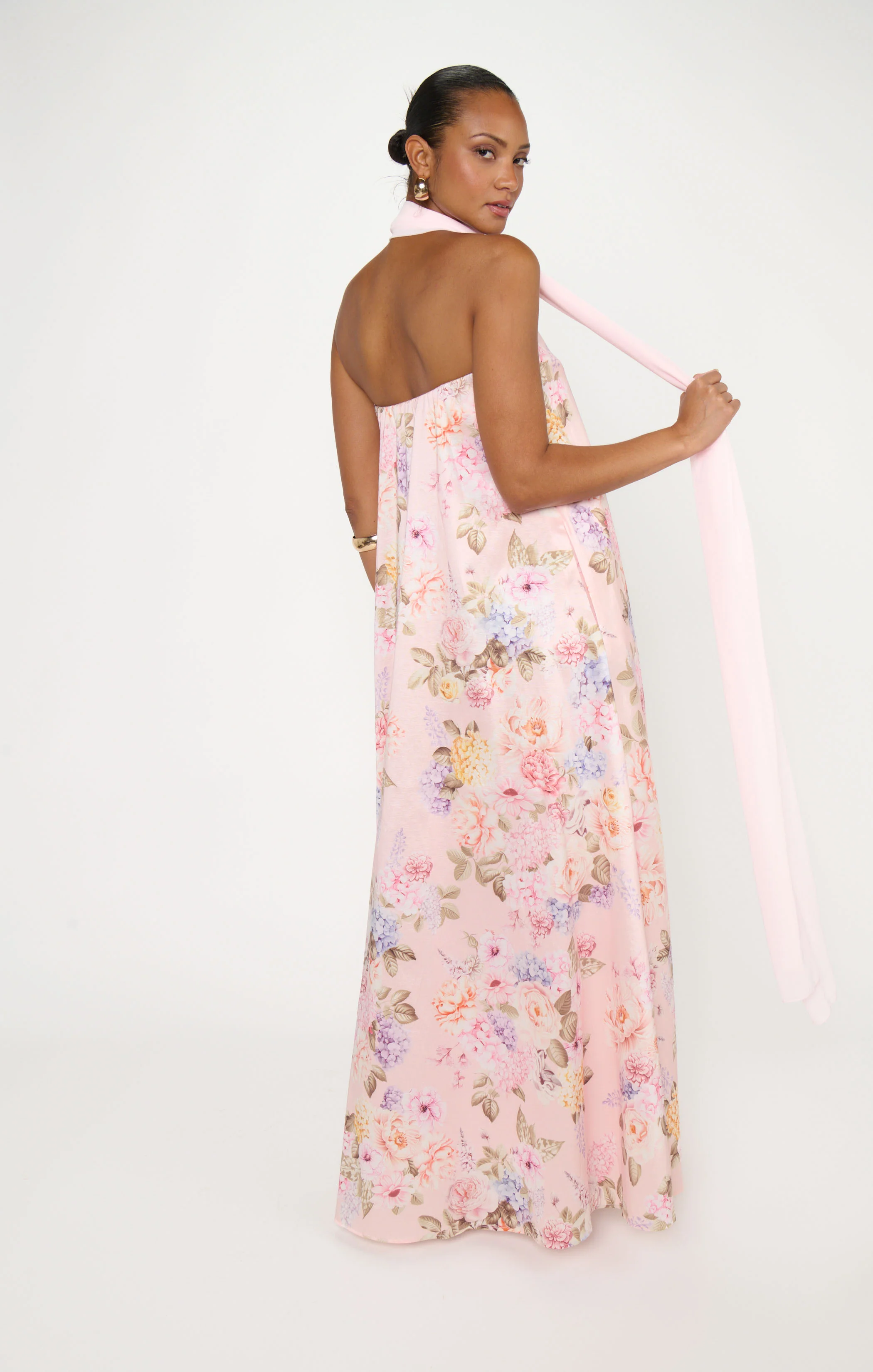 Tinsley Tube Dress ~ Powder Pink Blooms Taffeta - Image 7