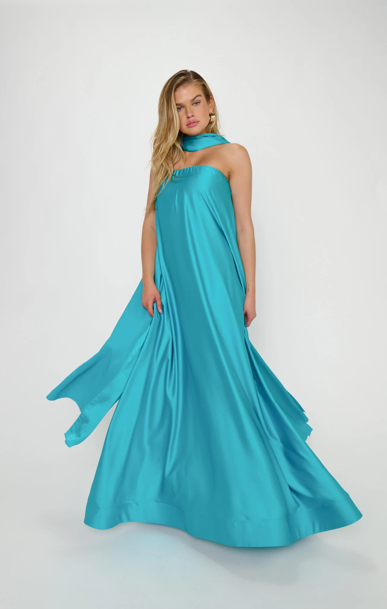 Tinsley Tube Dress ~ Teal Luxe Satin - Image 2