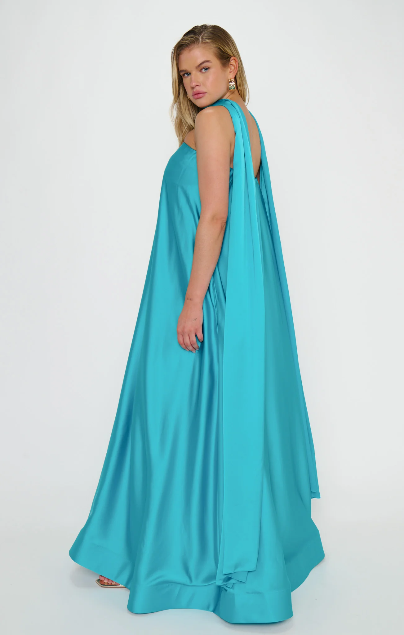 Tinsley Tube Dress ~ Teal Luxe Satin - Image 3