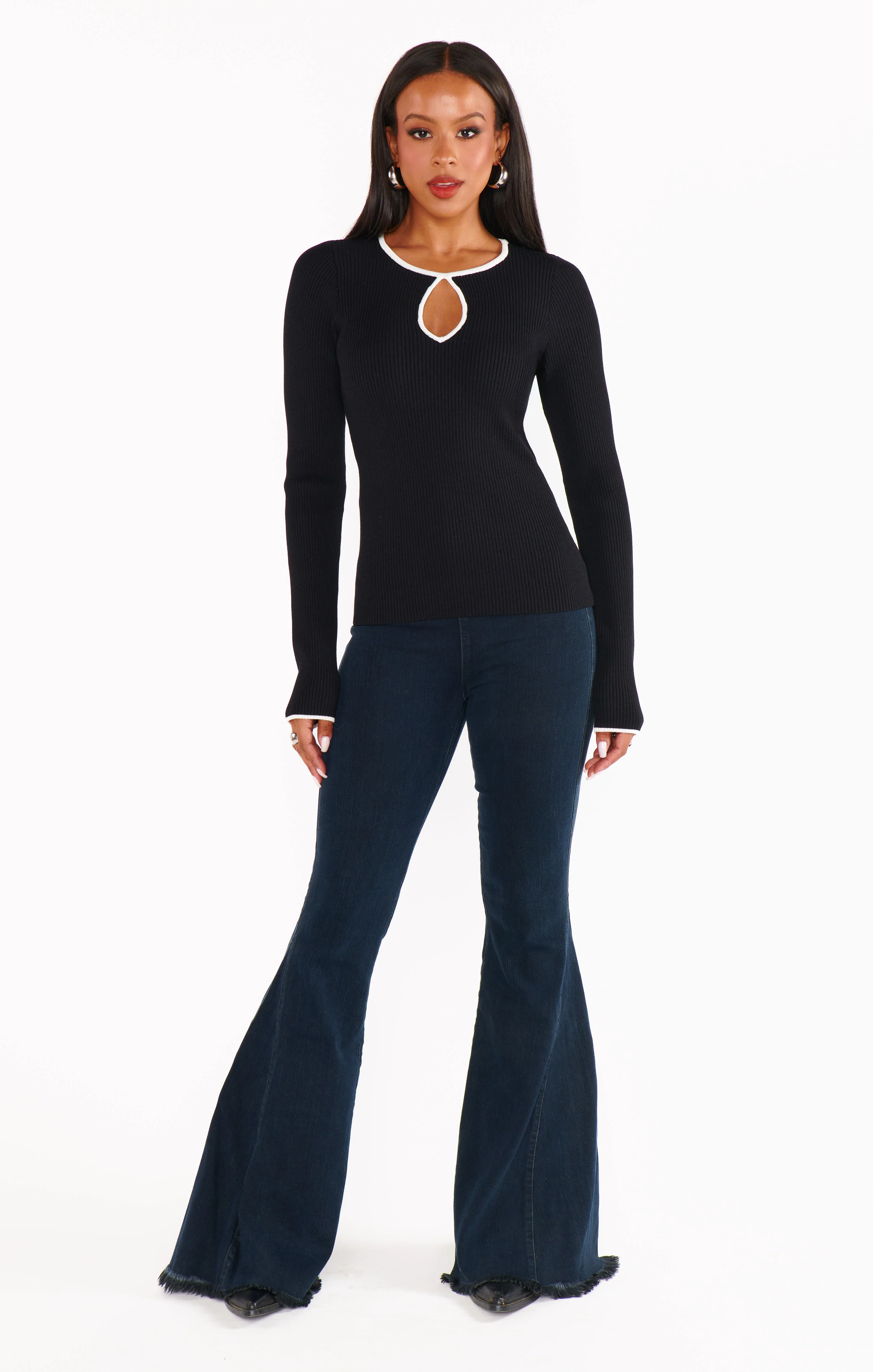 Tippi Top ~ Black Rib with White Trim - Image 3