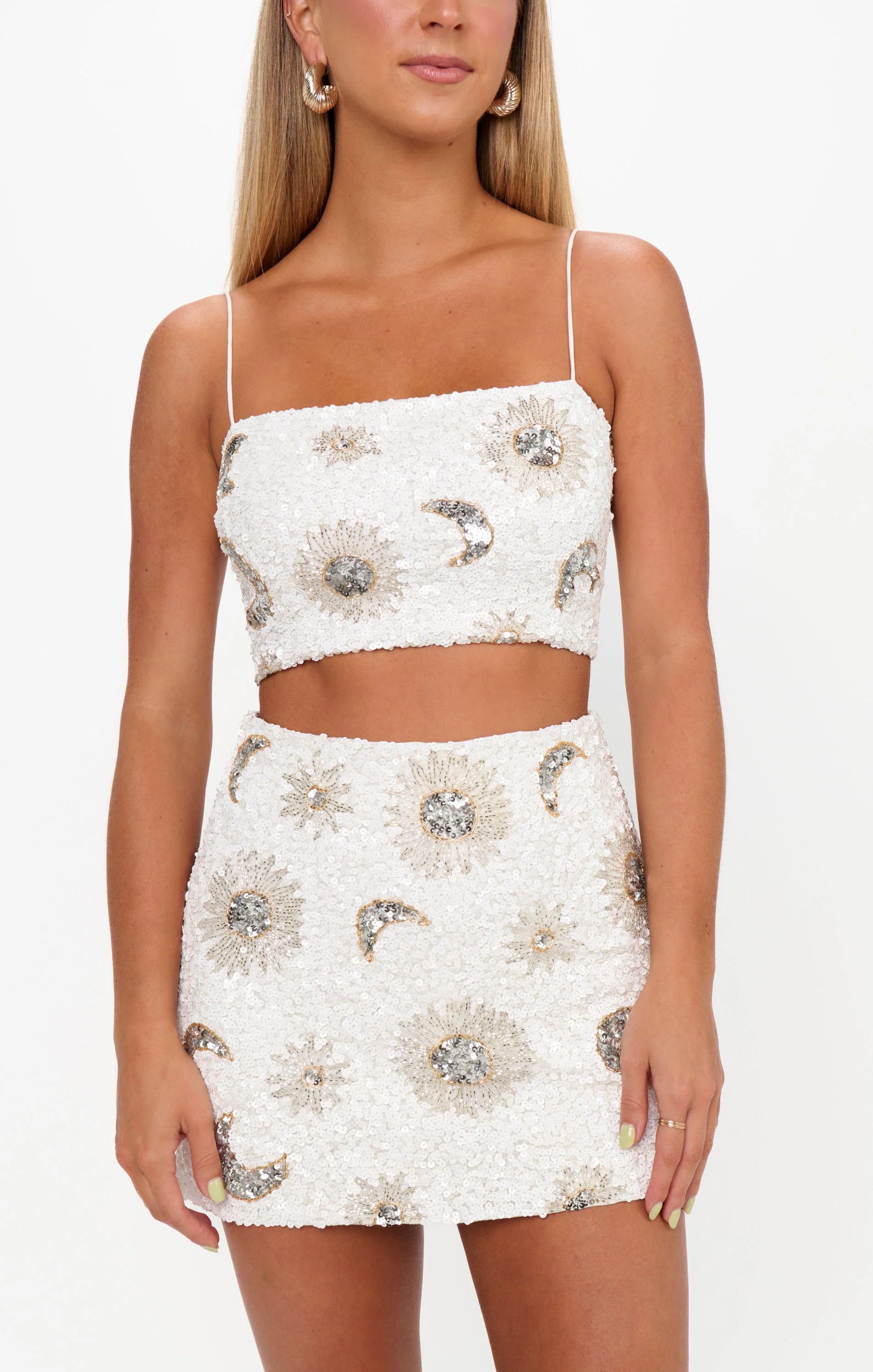 Tish Top ~ White Celestial Sequins - Image 2