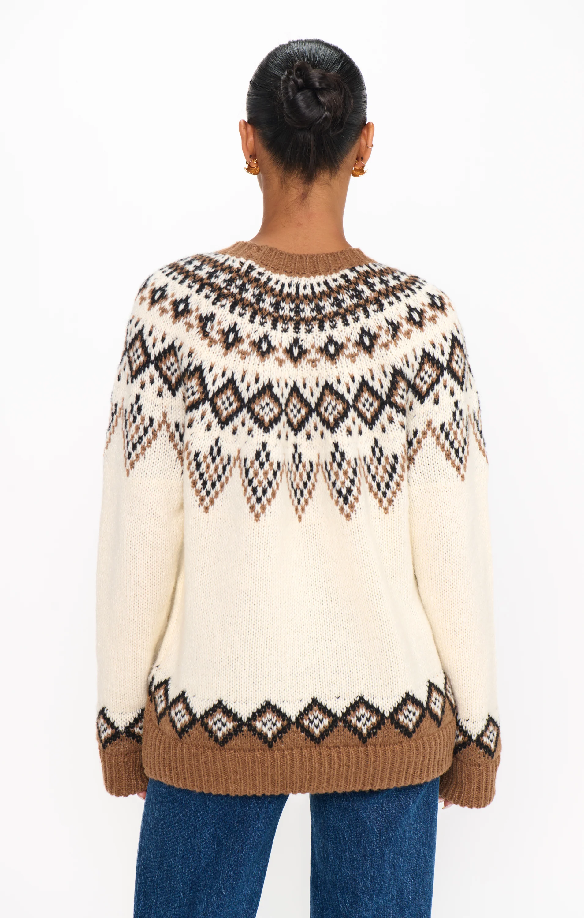 Toasty Sweater ~ Brown Sugar Fair Isle Knit - Image 5
