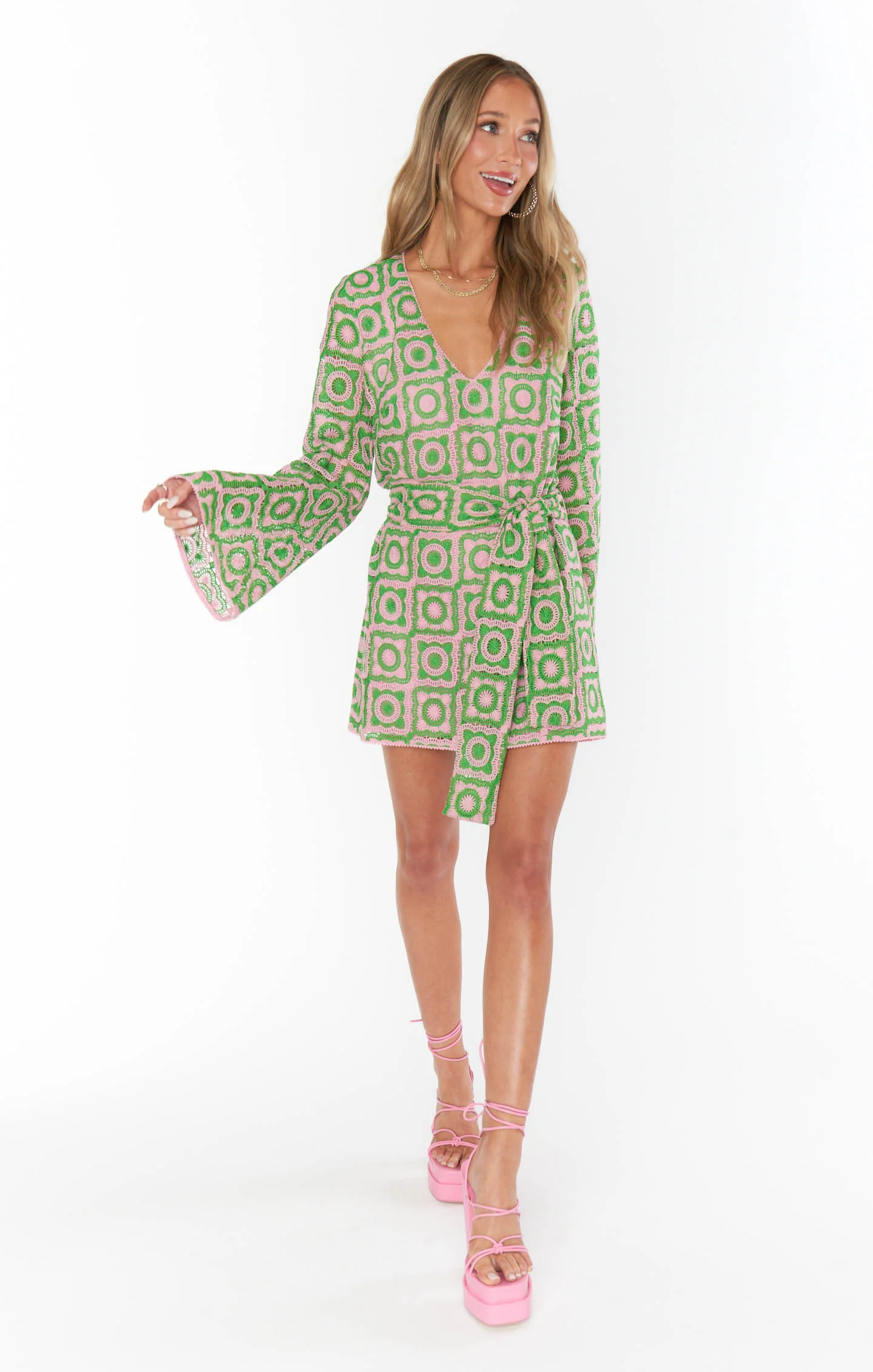 Treasure Mini Dress ~ Flower Power Pink  Crochet - Image 4