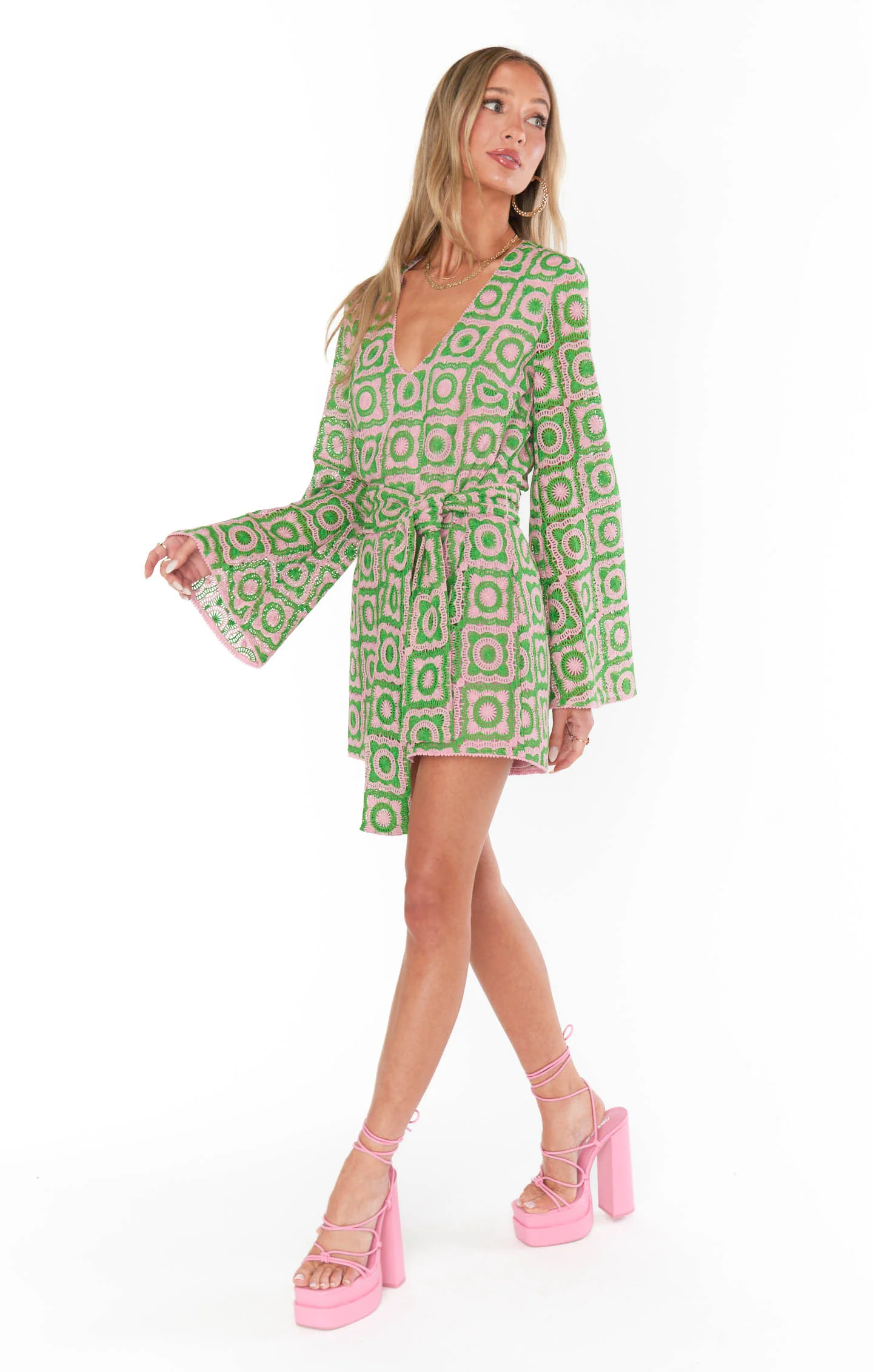 Treasure Mini Dress ~ Flower Power Pink  Crochet - Image 5