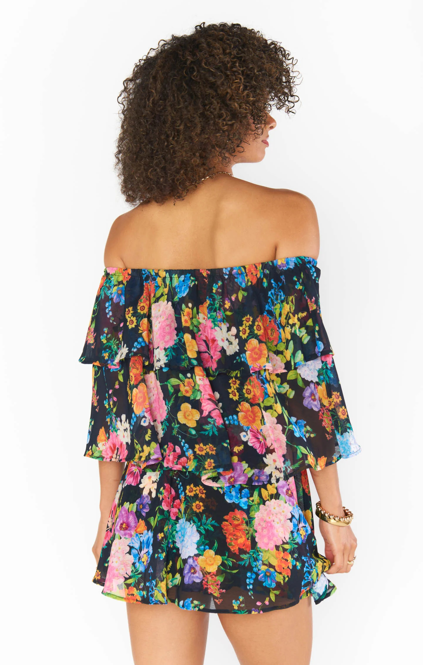 Triple Decker Romper ~ Midnight Botanical Floral - Image 3