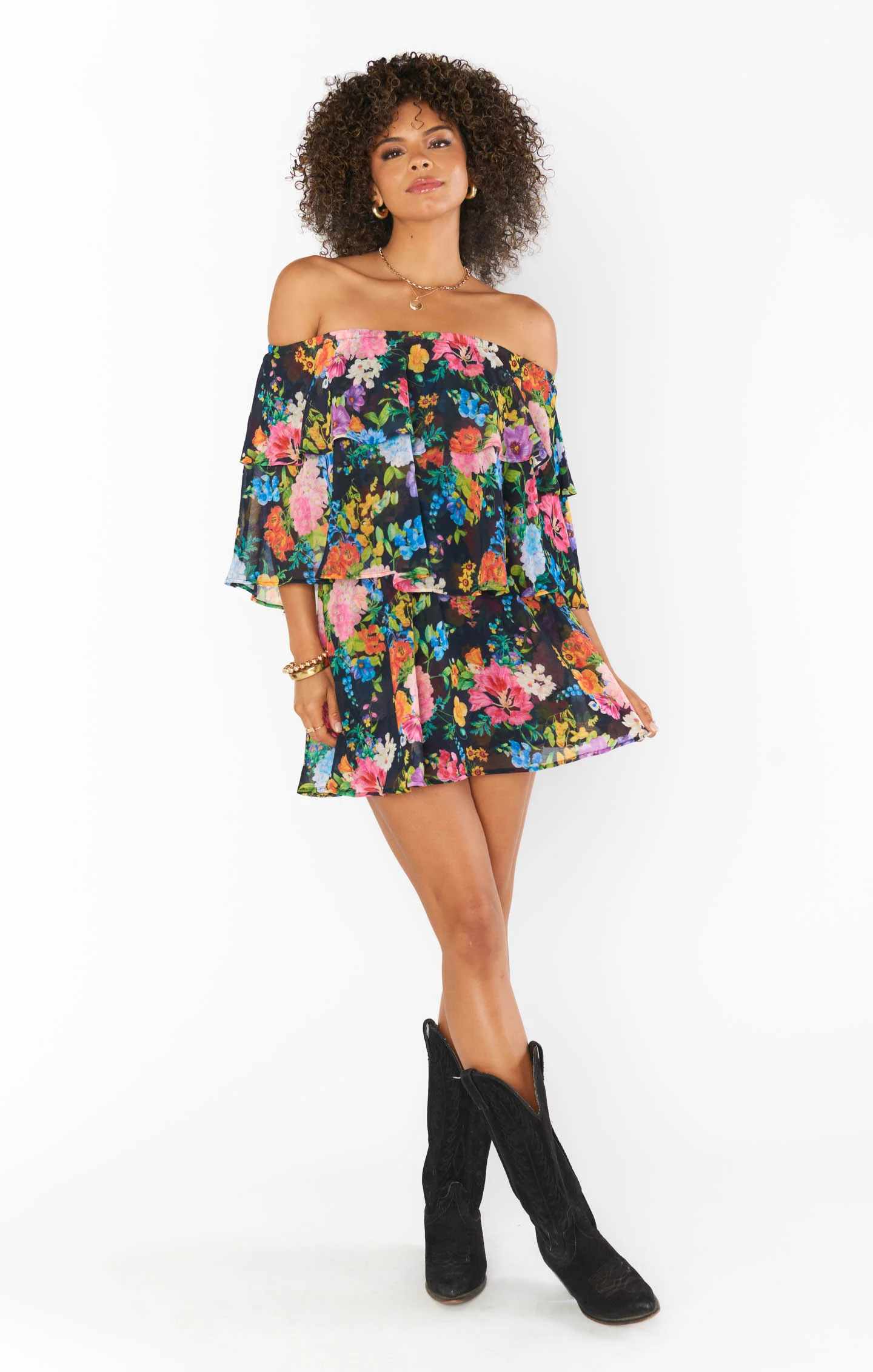 Triple Decker Romper ~ Midnight Botanical Floral - Image 4