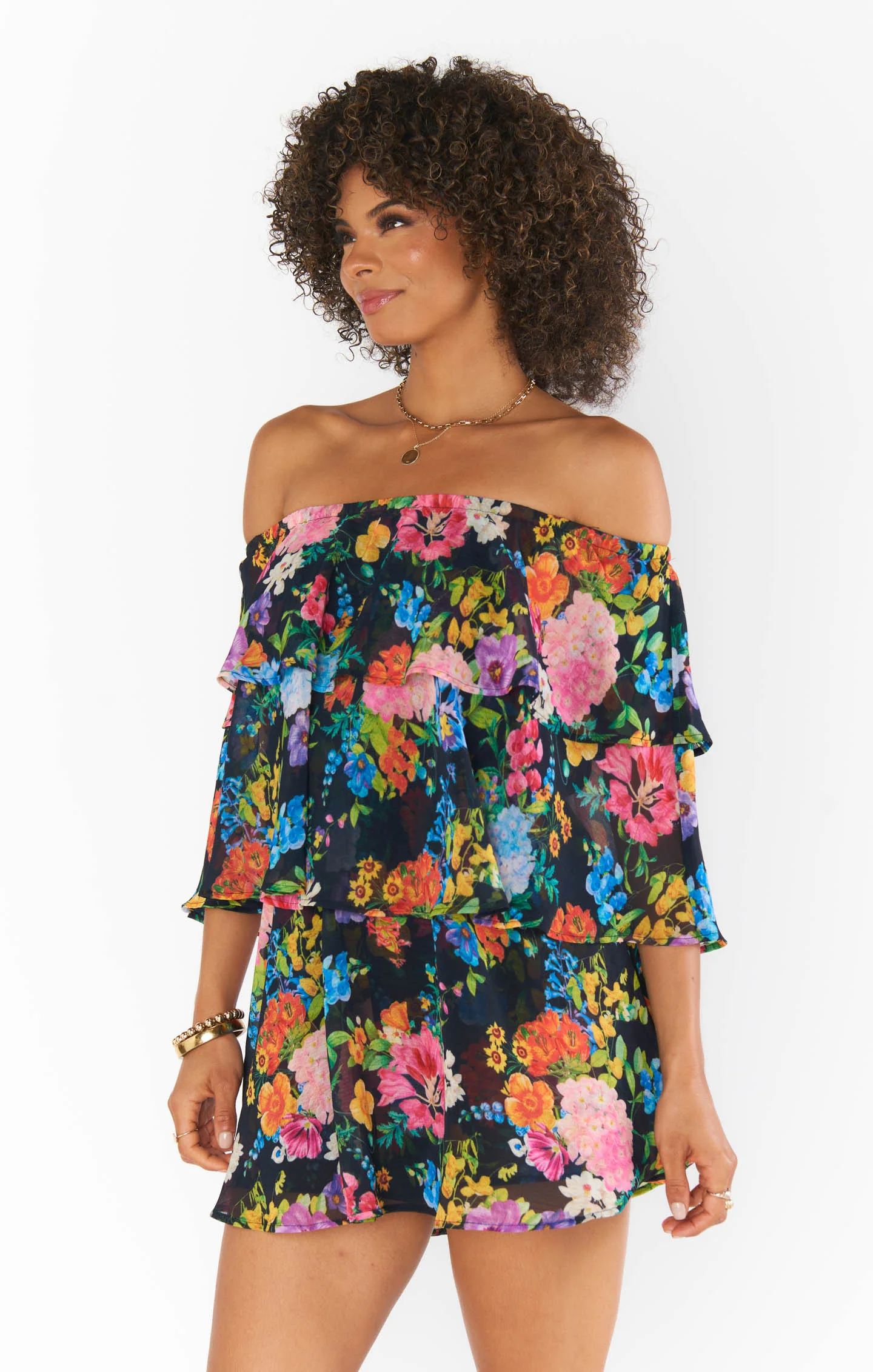 Triple Decker Romper ~ Midnight Botanical Floral - Image 5