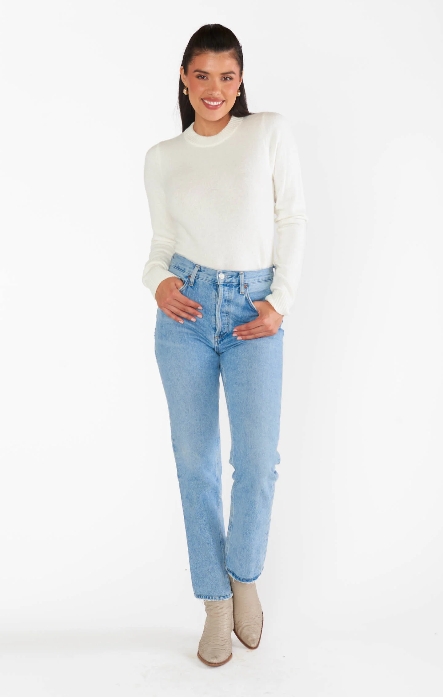 Tuck in Sweater ~ Cream Knit - Image 7