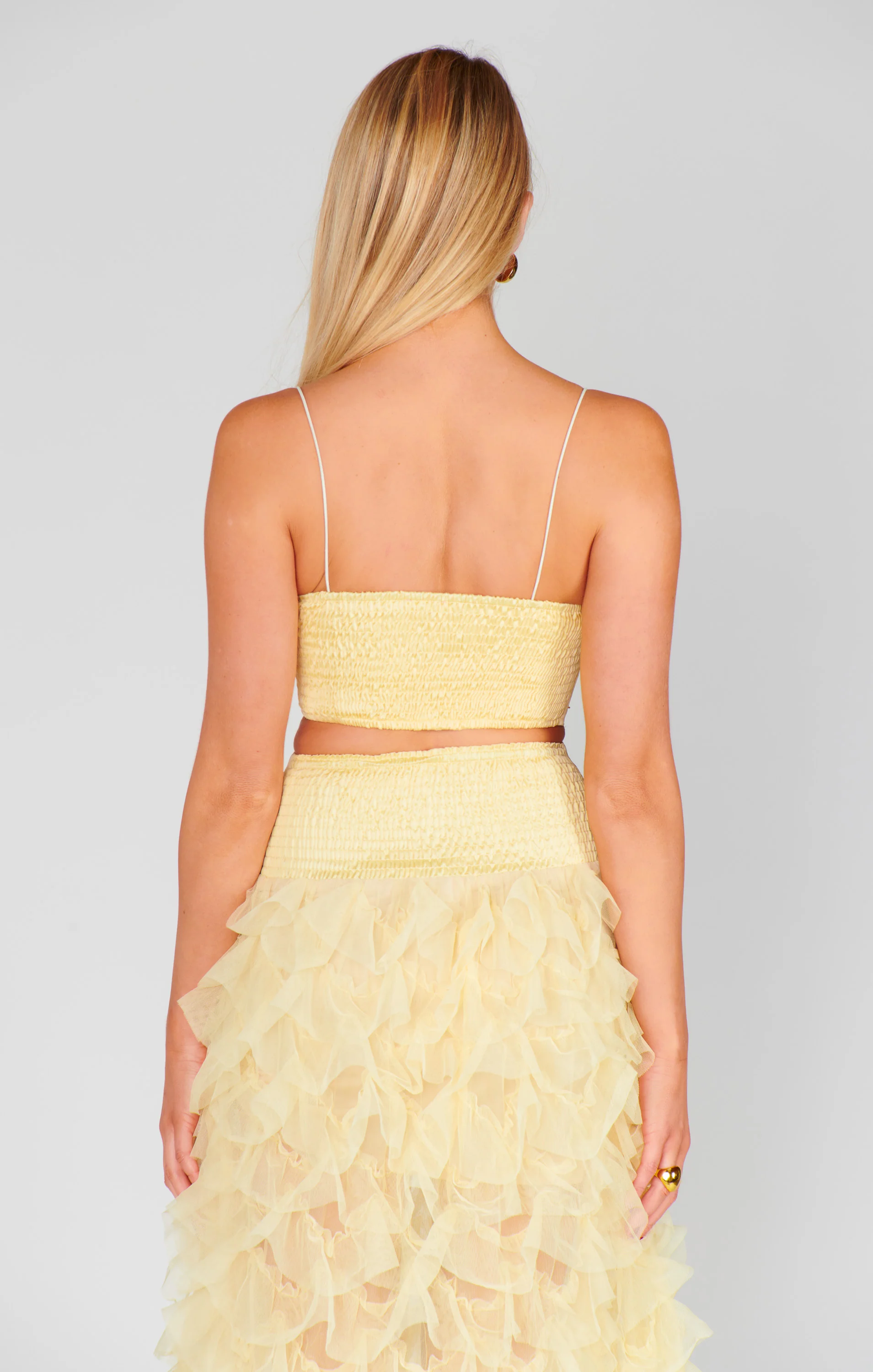Tucker Top ~ Pale Yellow Luxe Satin - Image 4