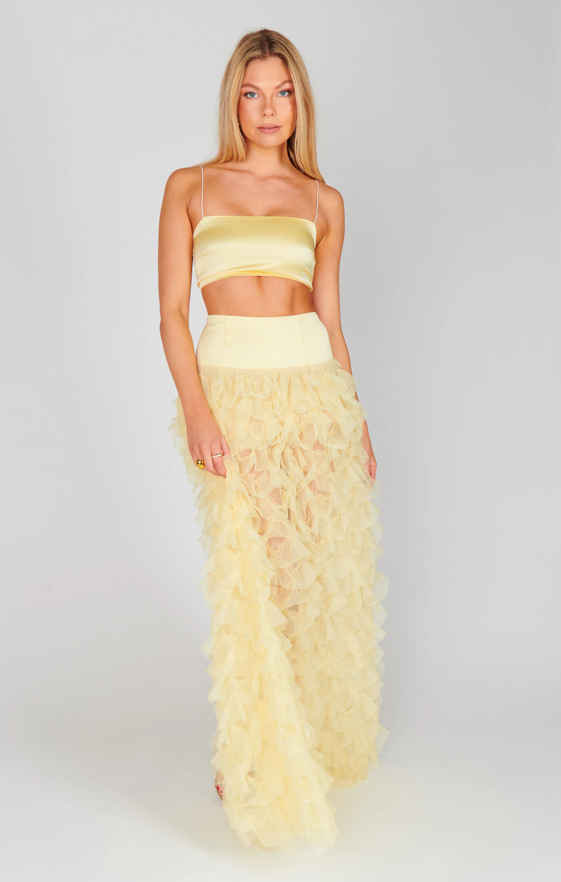 Tucker Top ~ Pale Yellow Luxe Satin - Image 6
