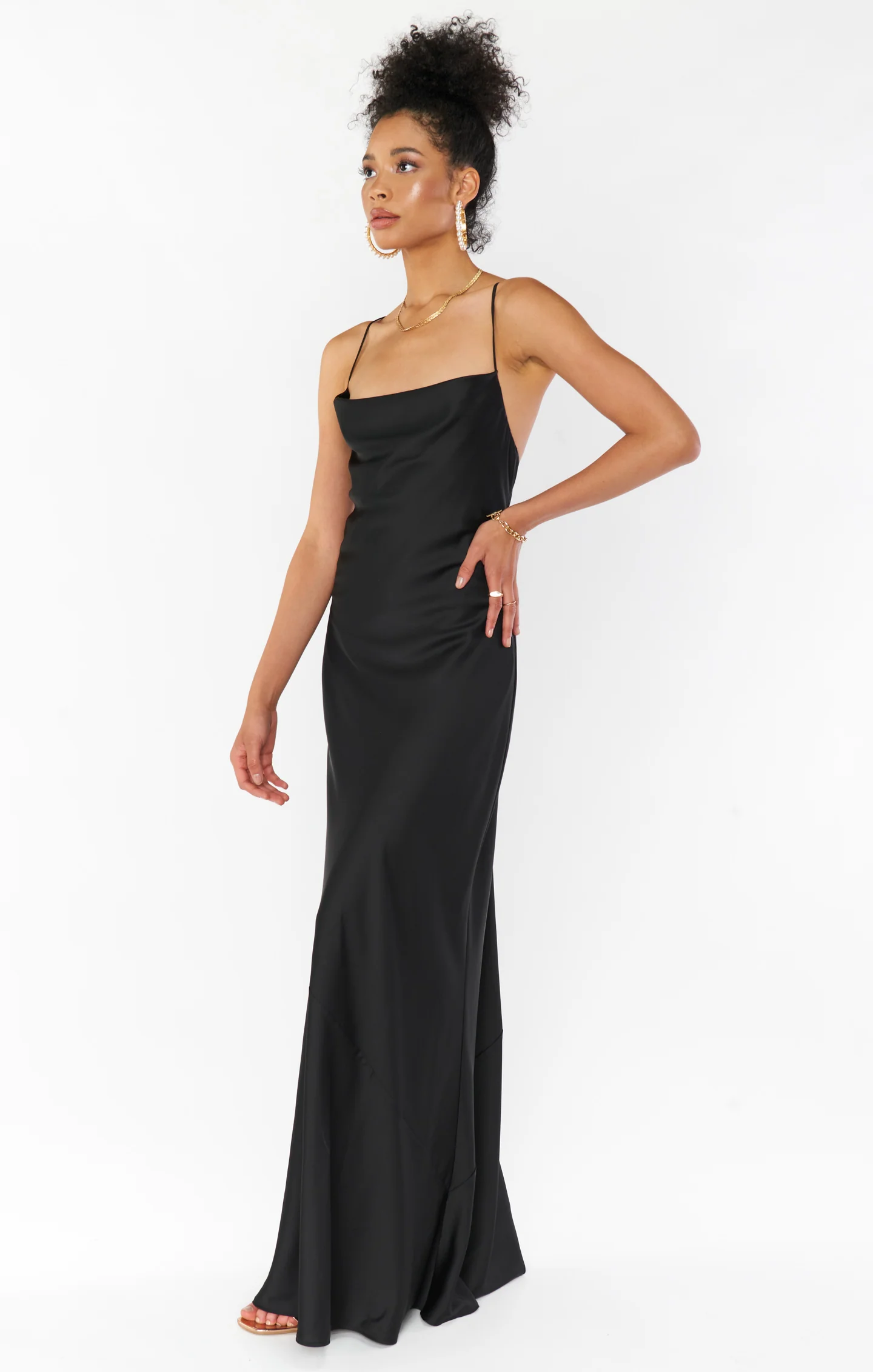 Tuscany Maxi Slip Dress ~ Black Luxe Satin - Image 3