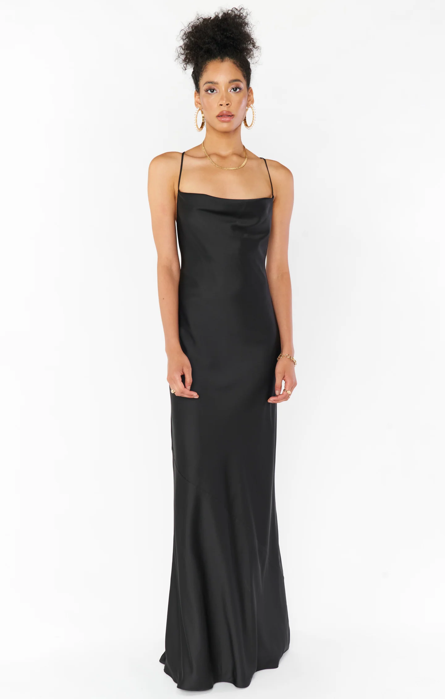 Tuscany Maxi Slip Dress ~ Black Luxe Satin - Image 6
