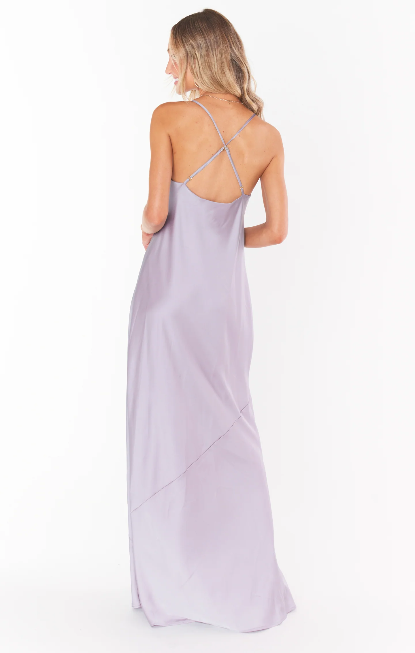 Tuscany Maxi Slip Dress ~ Dusty Purple Luxe Satin - Image 3