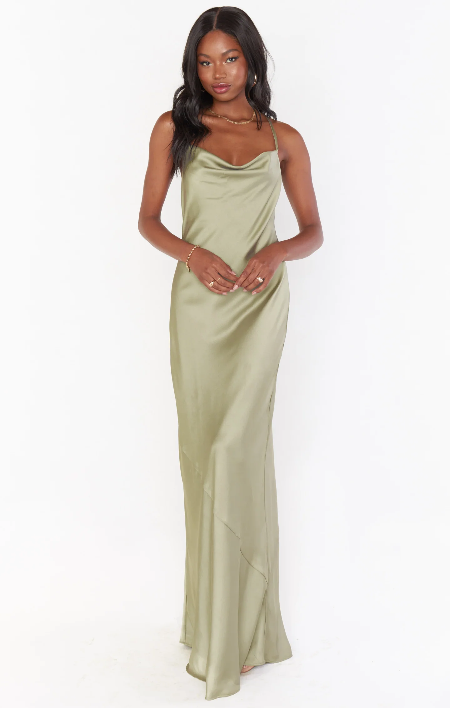Tuscany Maxi Slip Dress ~ Moss Green Luxe Satin - Image 7