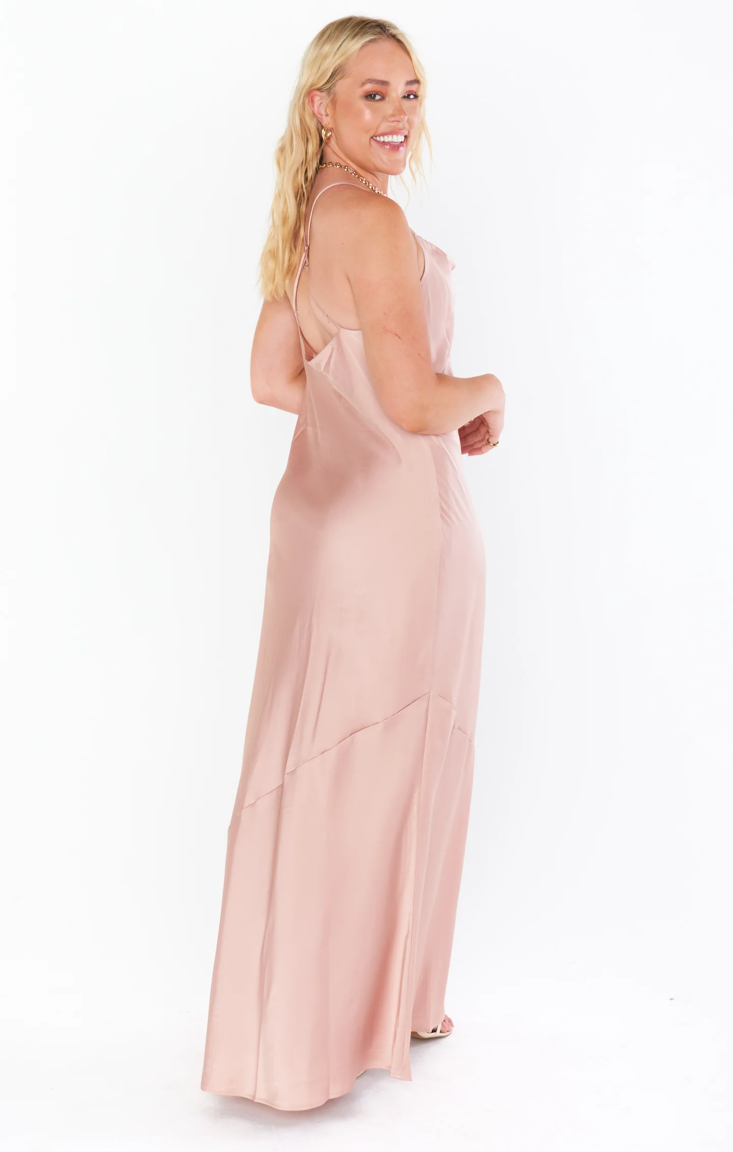 Tuscany Maxi Slip Dress ~ Rose Gold Luxe Satin - Image 6