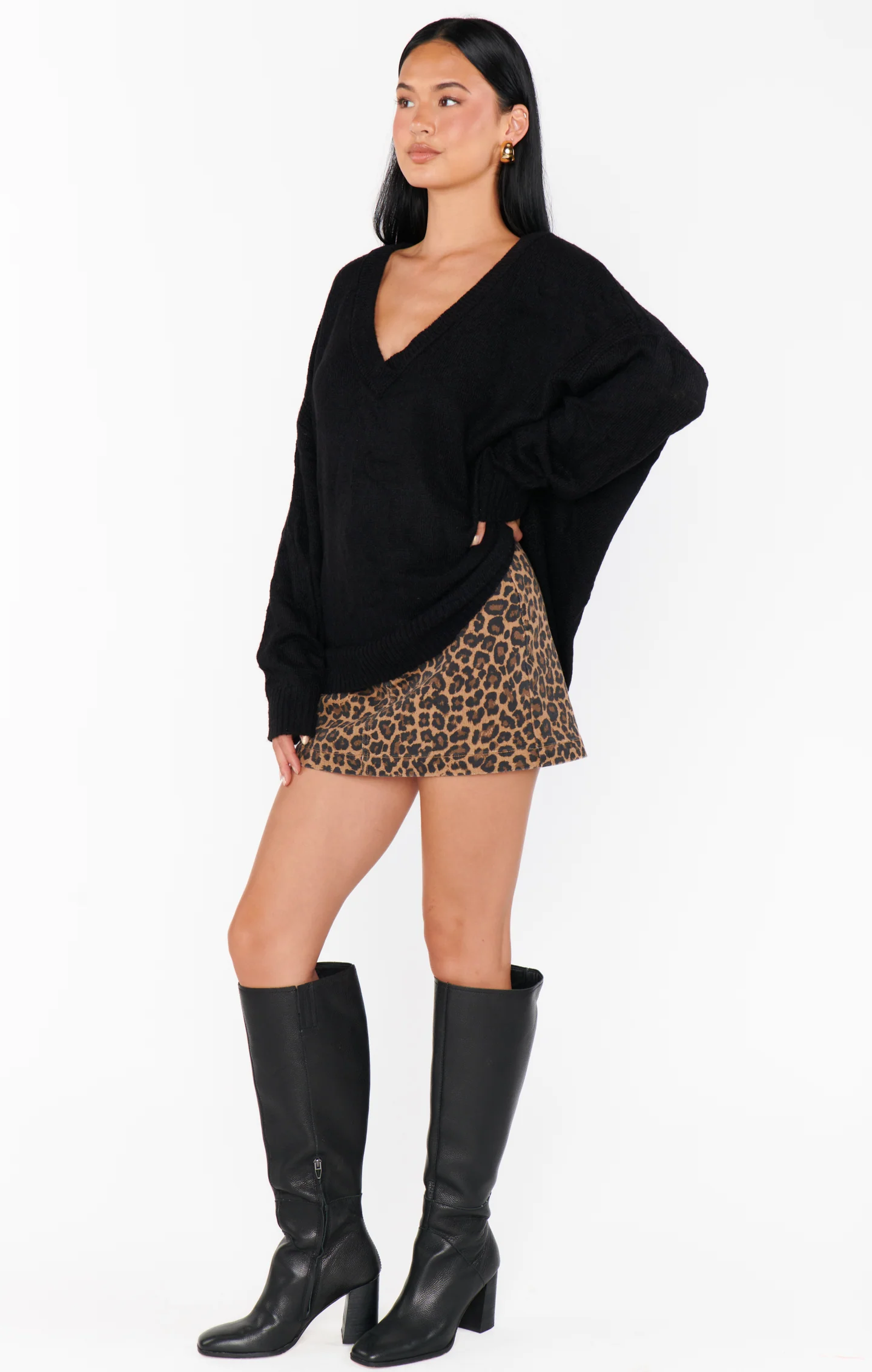 Tyra Belted Zip Skirt ~ Leopard Latte Denim - Image 5