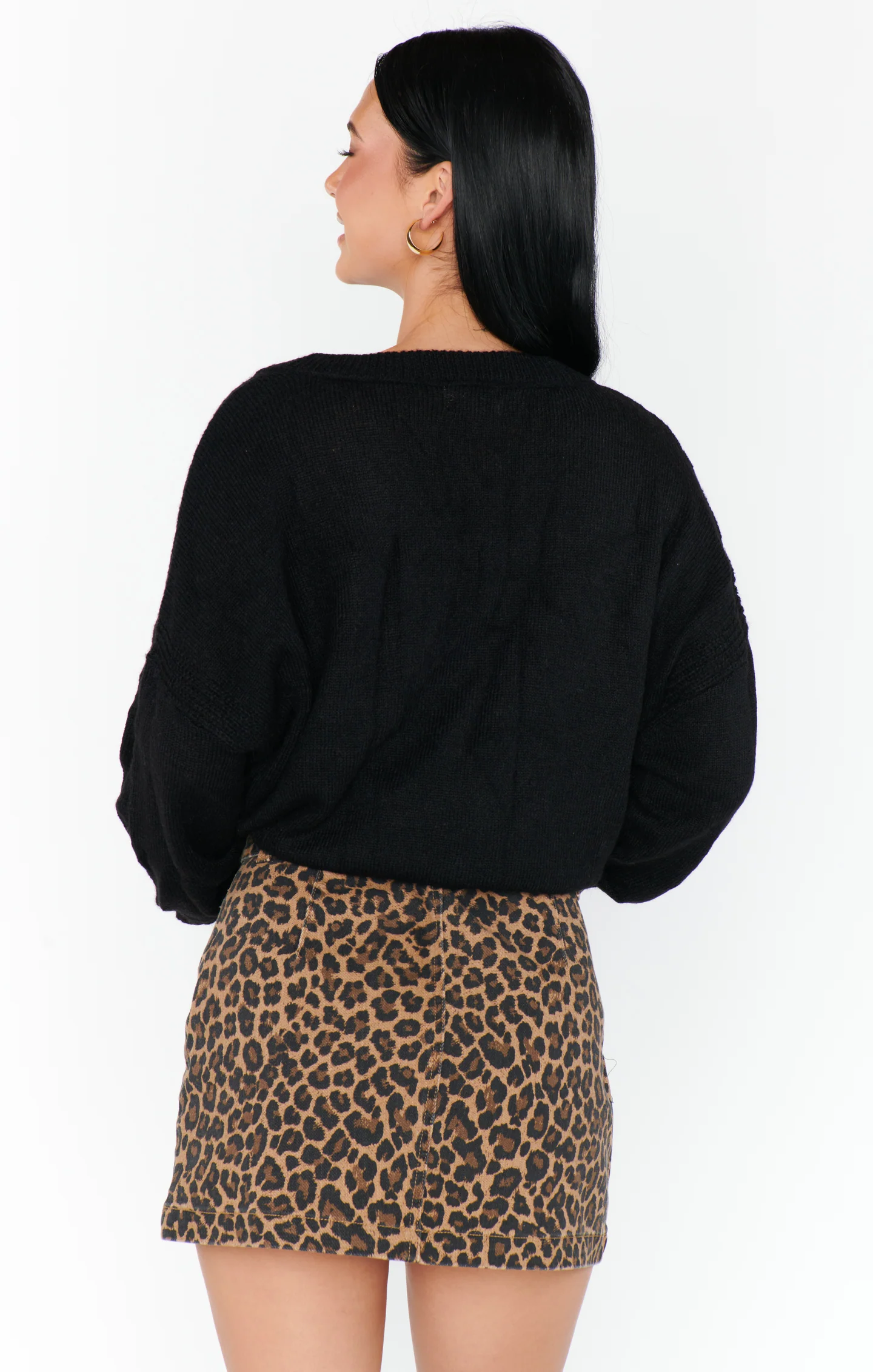 Tyra Belted Zip Skirt ~ Leopard Latte Denim - Image 6