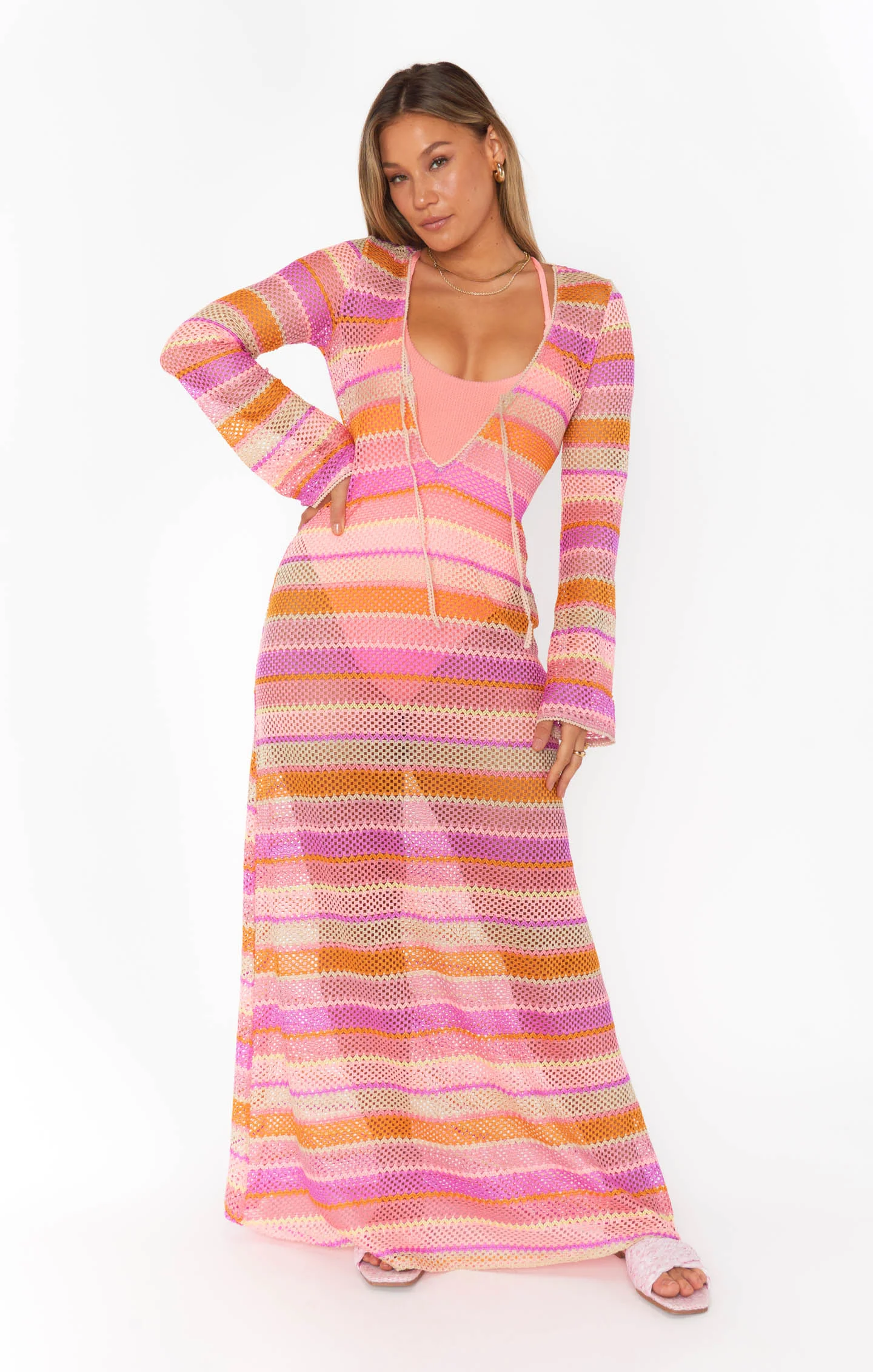 Vacay Coverup ~ Melon Mixed Crochet - Image 10