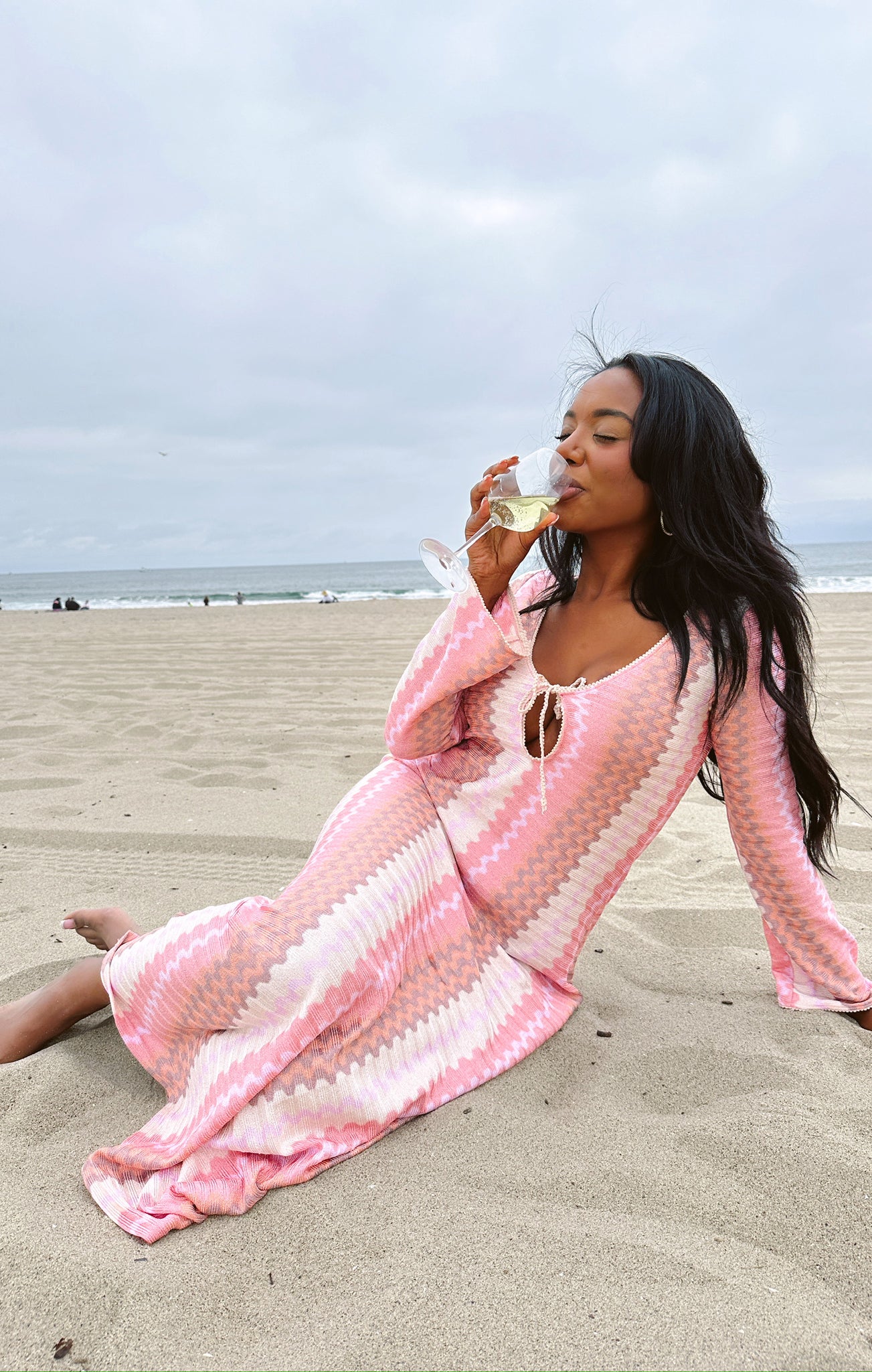 Vacay Coverup ~ Pink Groovy Knit - Image 4