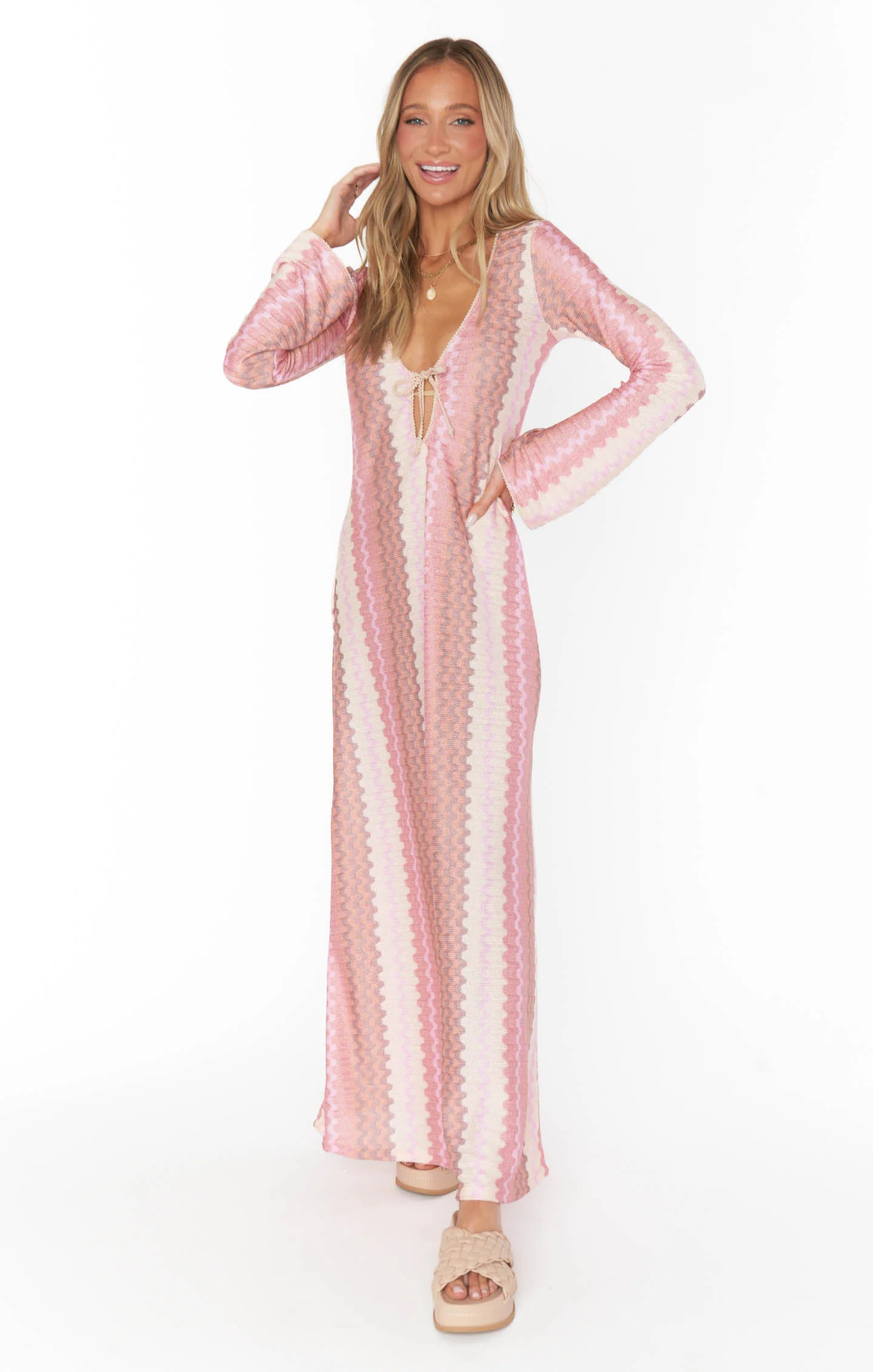 Vacay Coverup ~ Pink Groovy Knit - Image 5