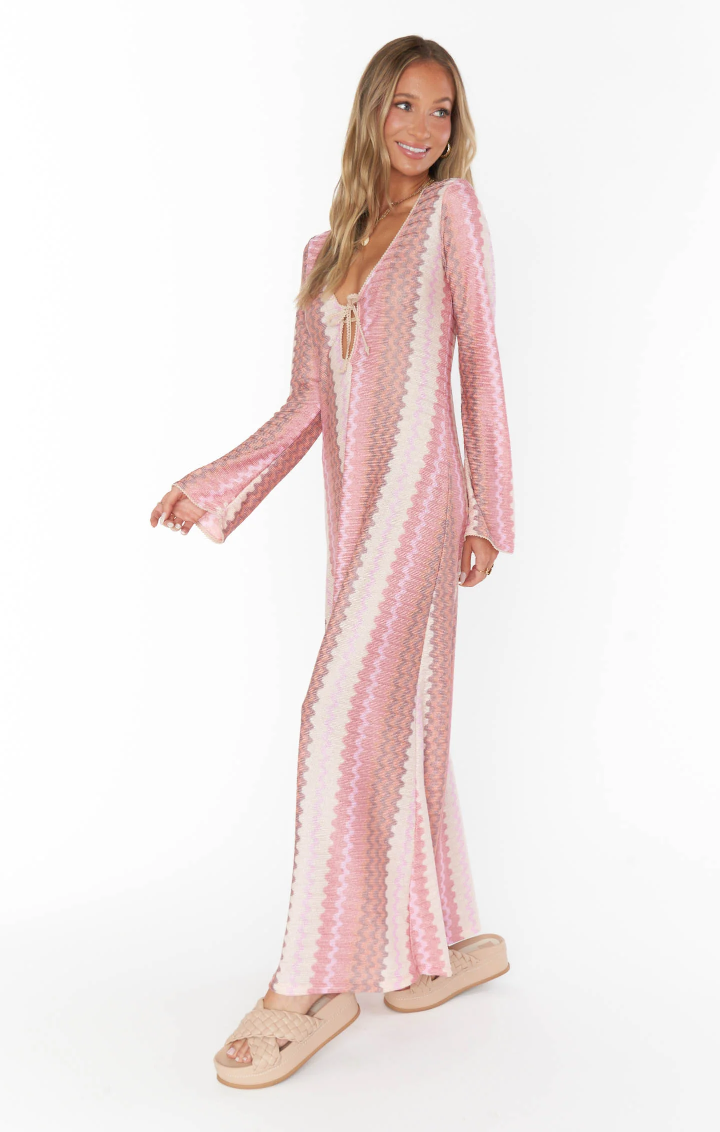 Vacay Coverup ~ Pink Groovy Knit - Image 8