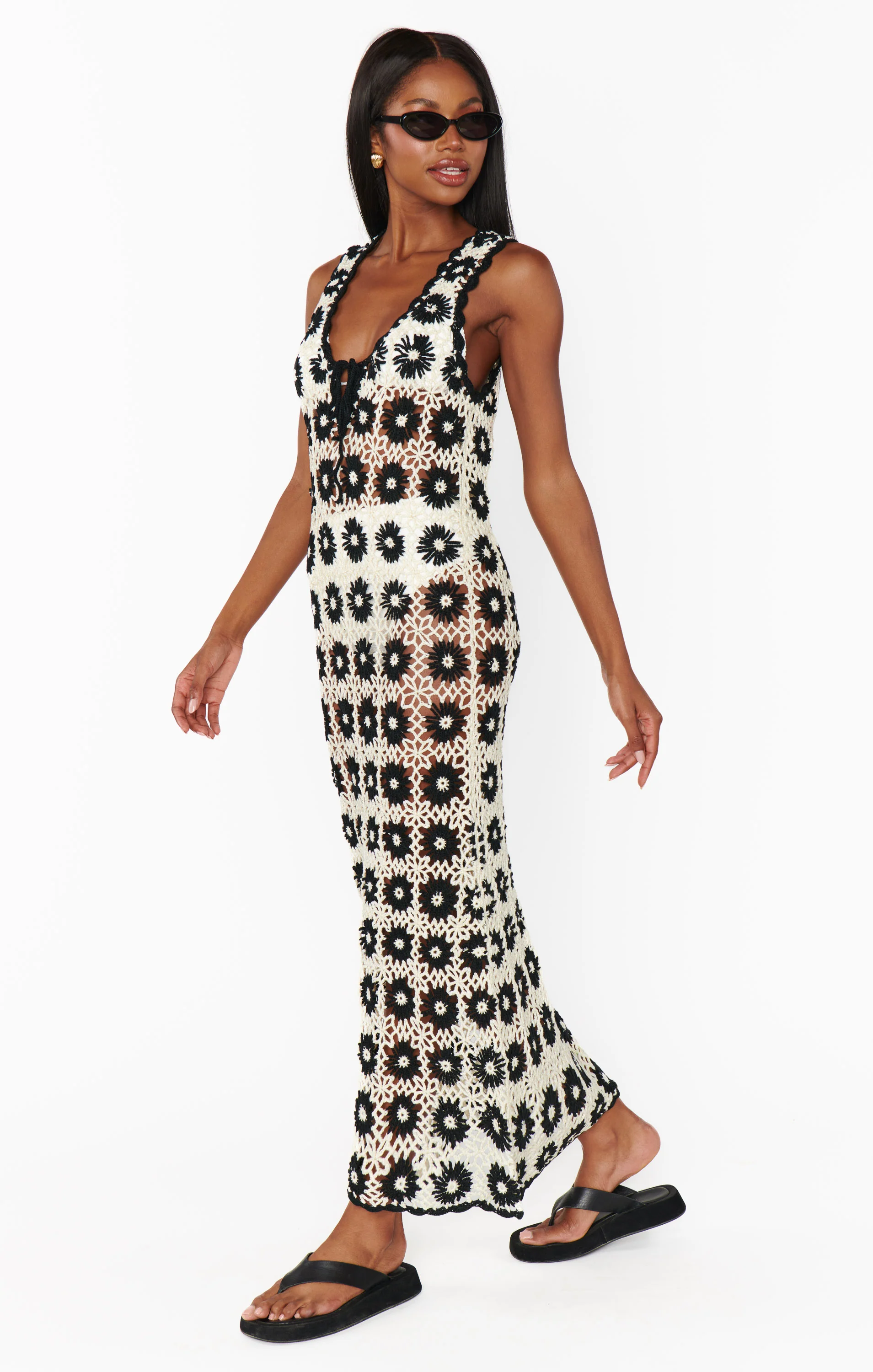 Vacay Tank Coverup ~ Checkers Floral Crochet - Image 6