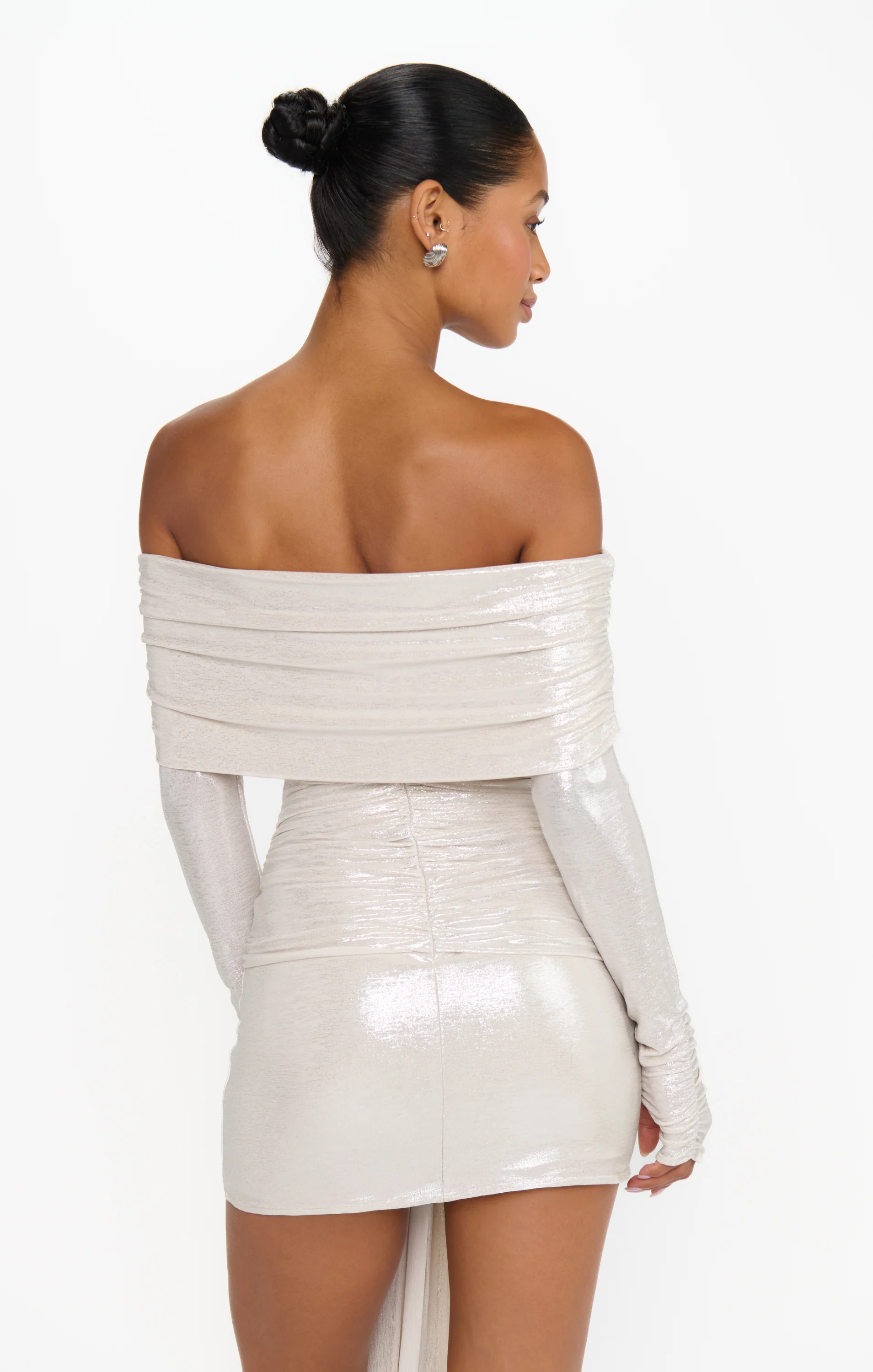 Vanessa Mini Dress ~ White Shimmer Knit - Image 6