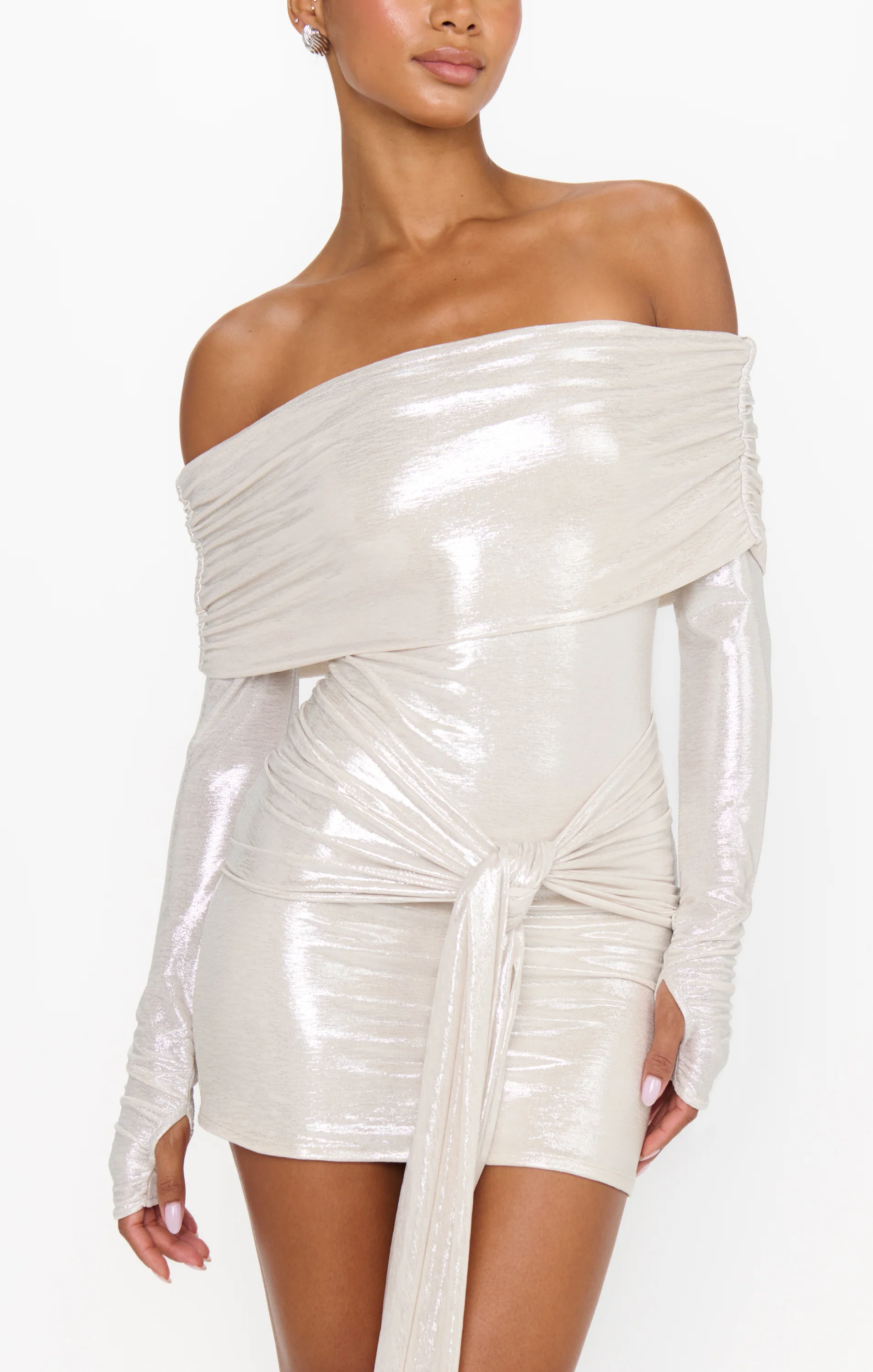 Vanessa Mini Dress ~ White Shimmer Knit - Image 7