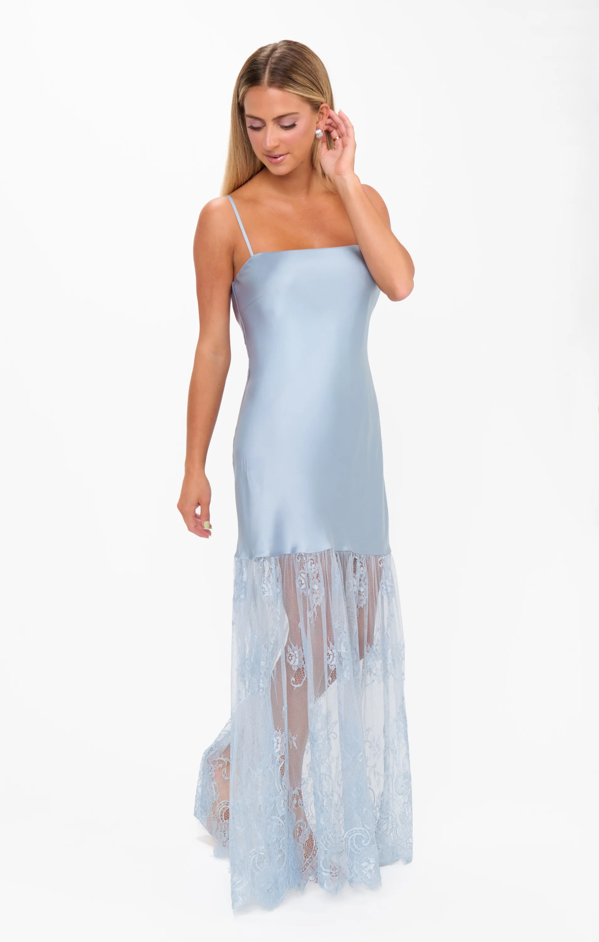 Vanity Dress ~ Steel Blue Luxe Satin - Image 5