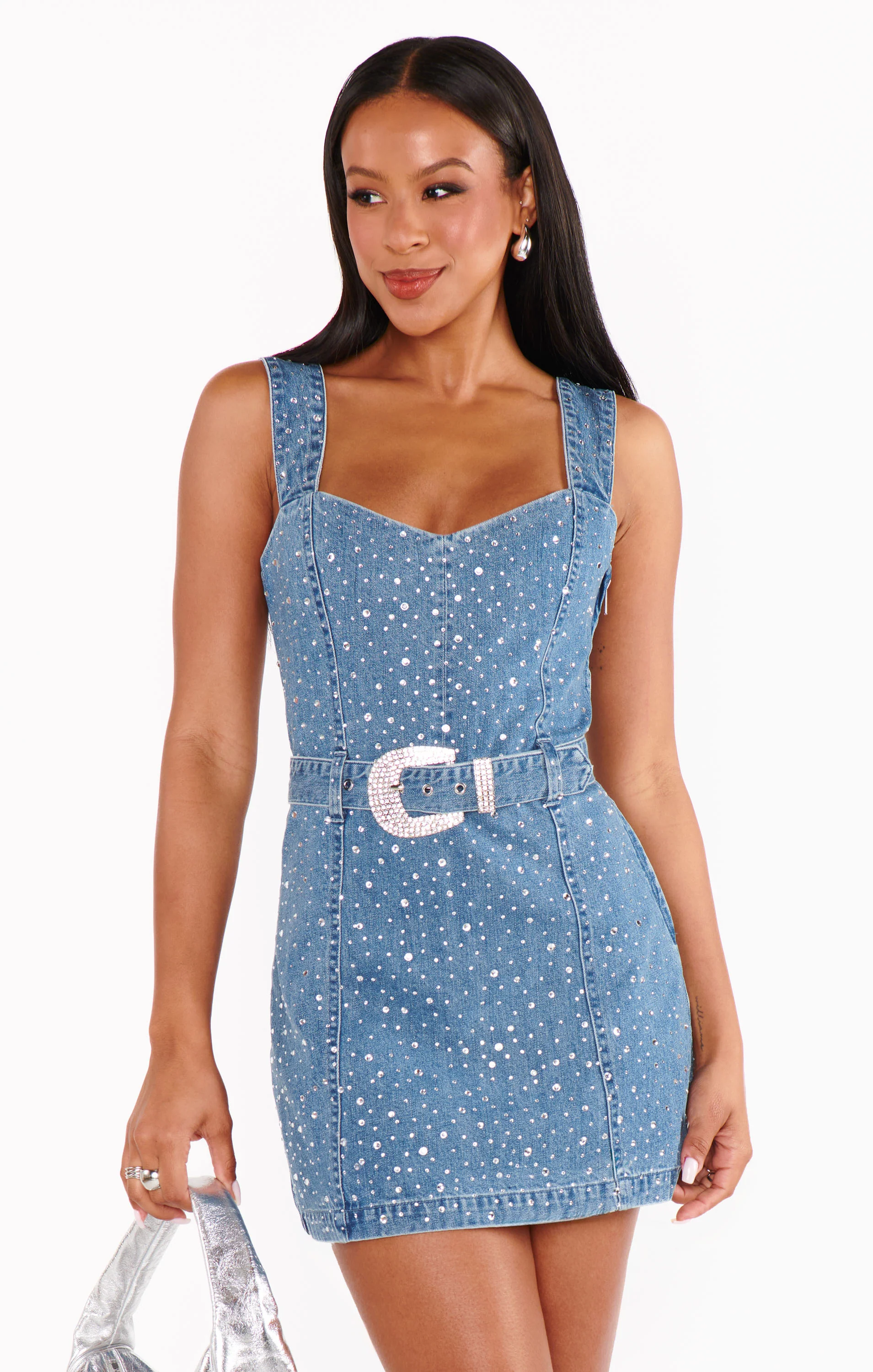 Vegas Mini Dress ~ Embellished Rhinestone Denim - Image 3