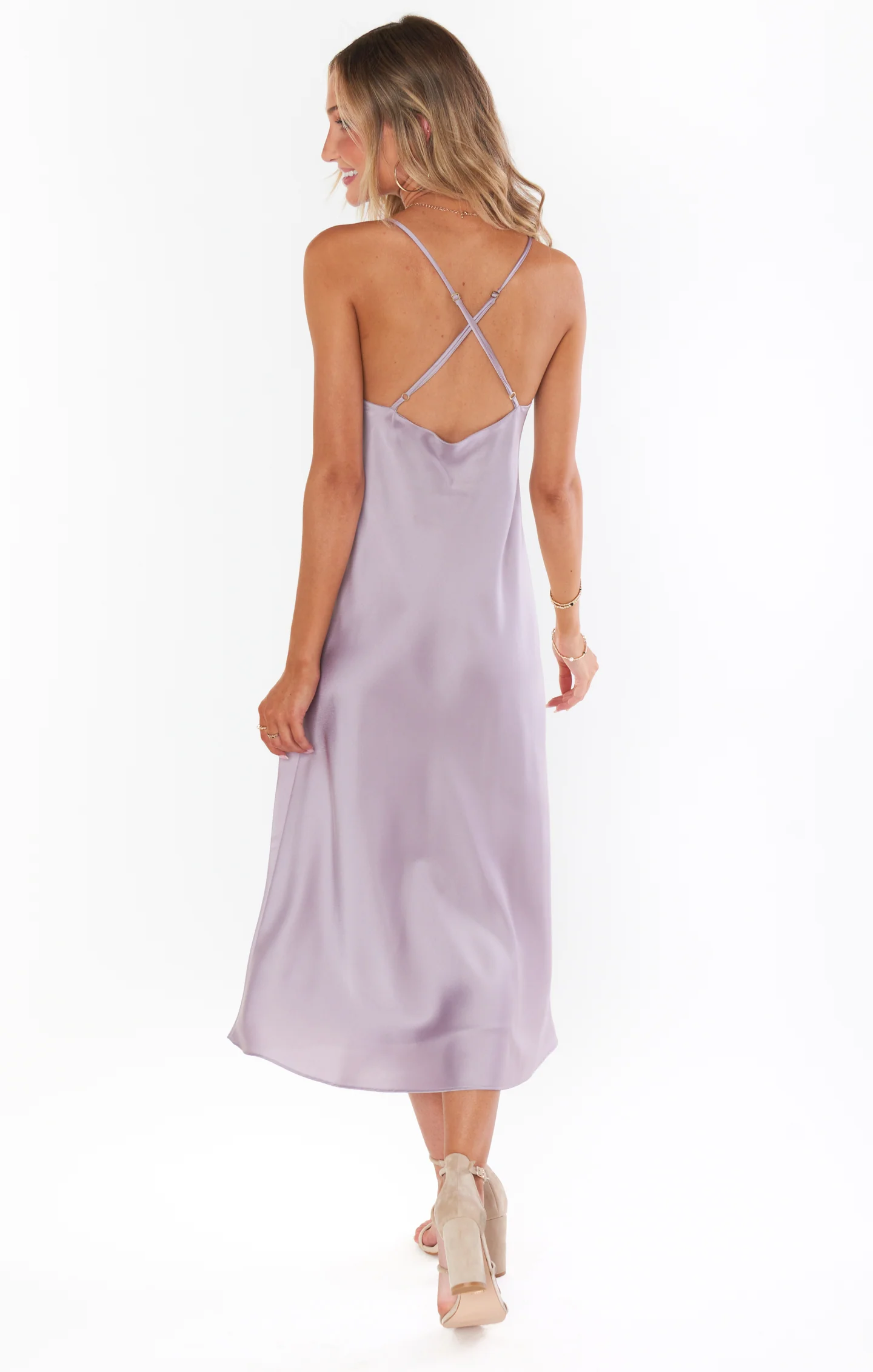 Verona Cowl Dress ~ Dusty Purple Luxe Satin - Image 3