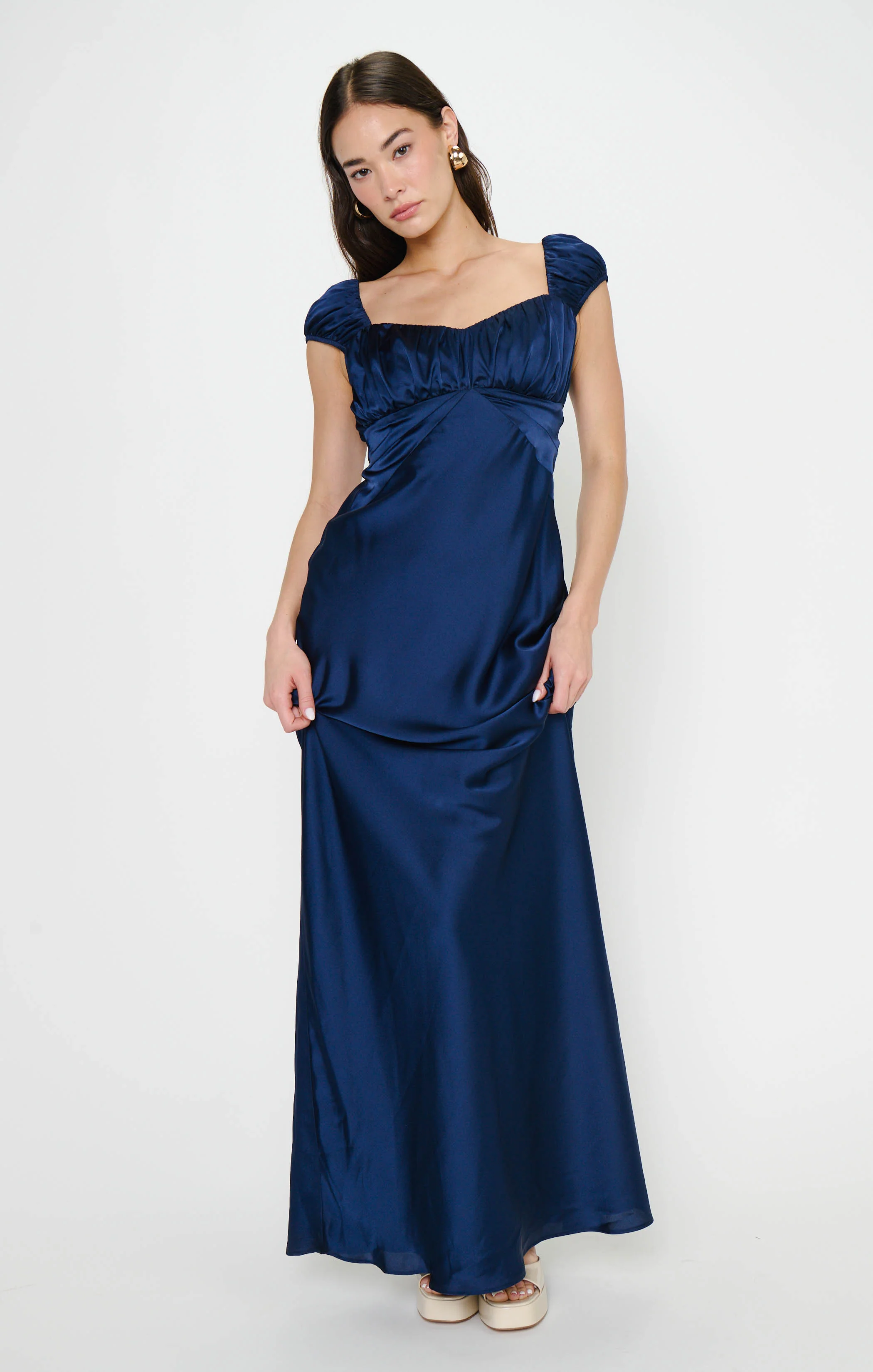 Veronica Maxi Dress ~ Midnight Navy Luxe Satin - Image 4