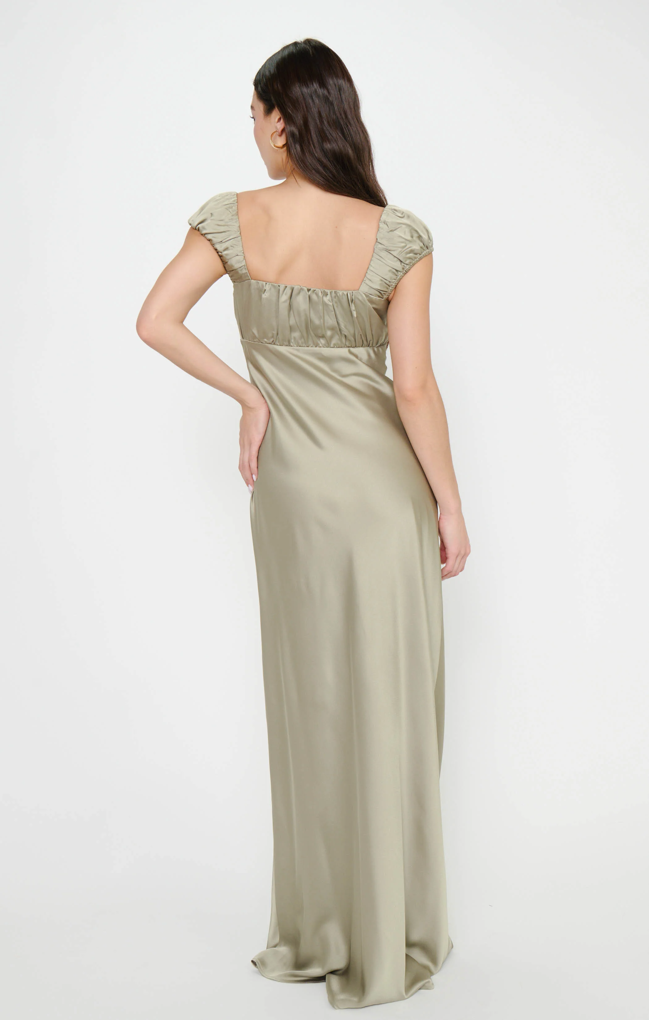 Veronica Maxi Dress ~ Moss Green Luxe Satin - Image 3