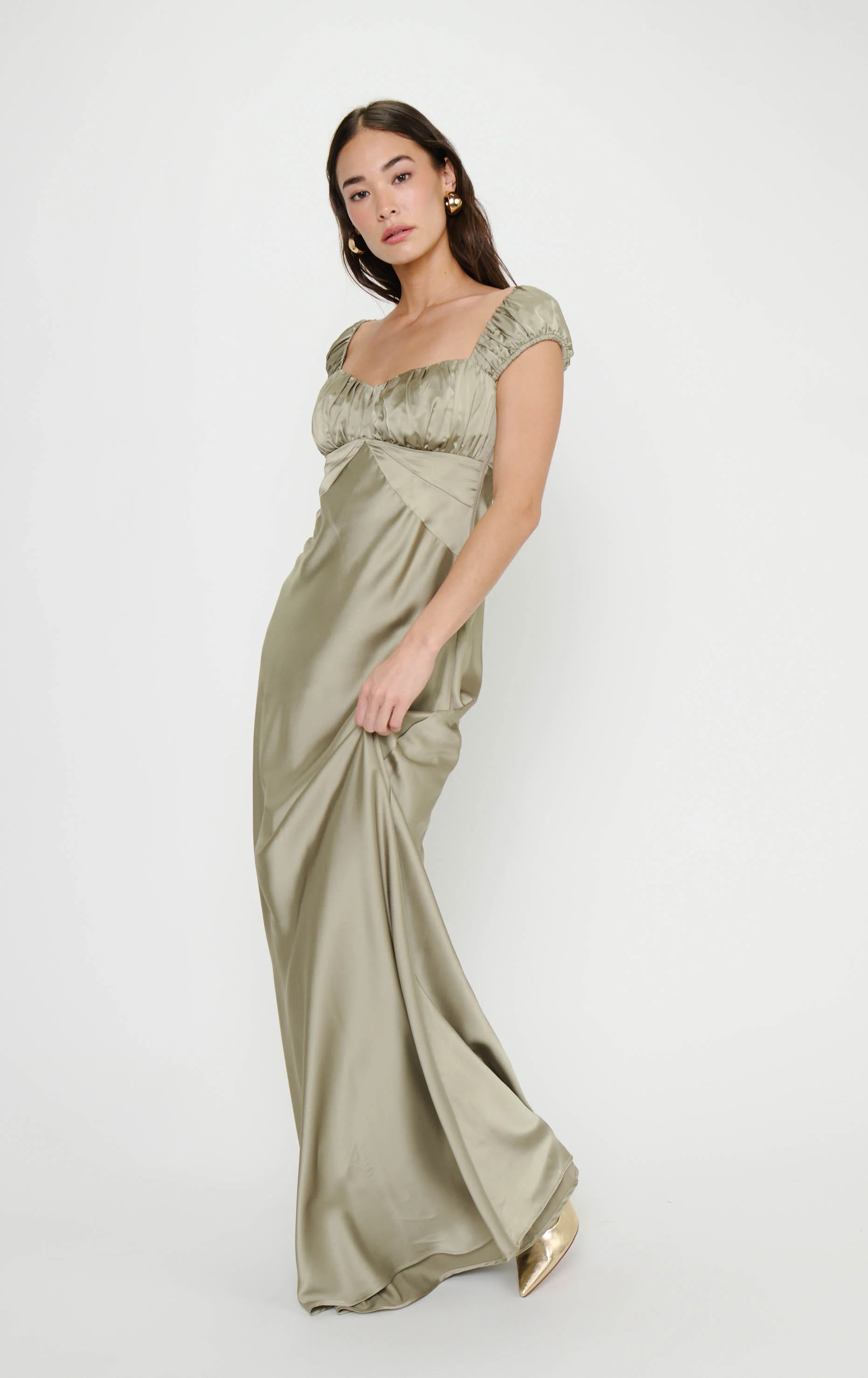 Veronica Maxi Dress ~ Moss Green Luxe Satin - Image 5