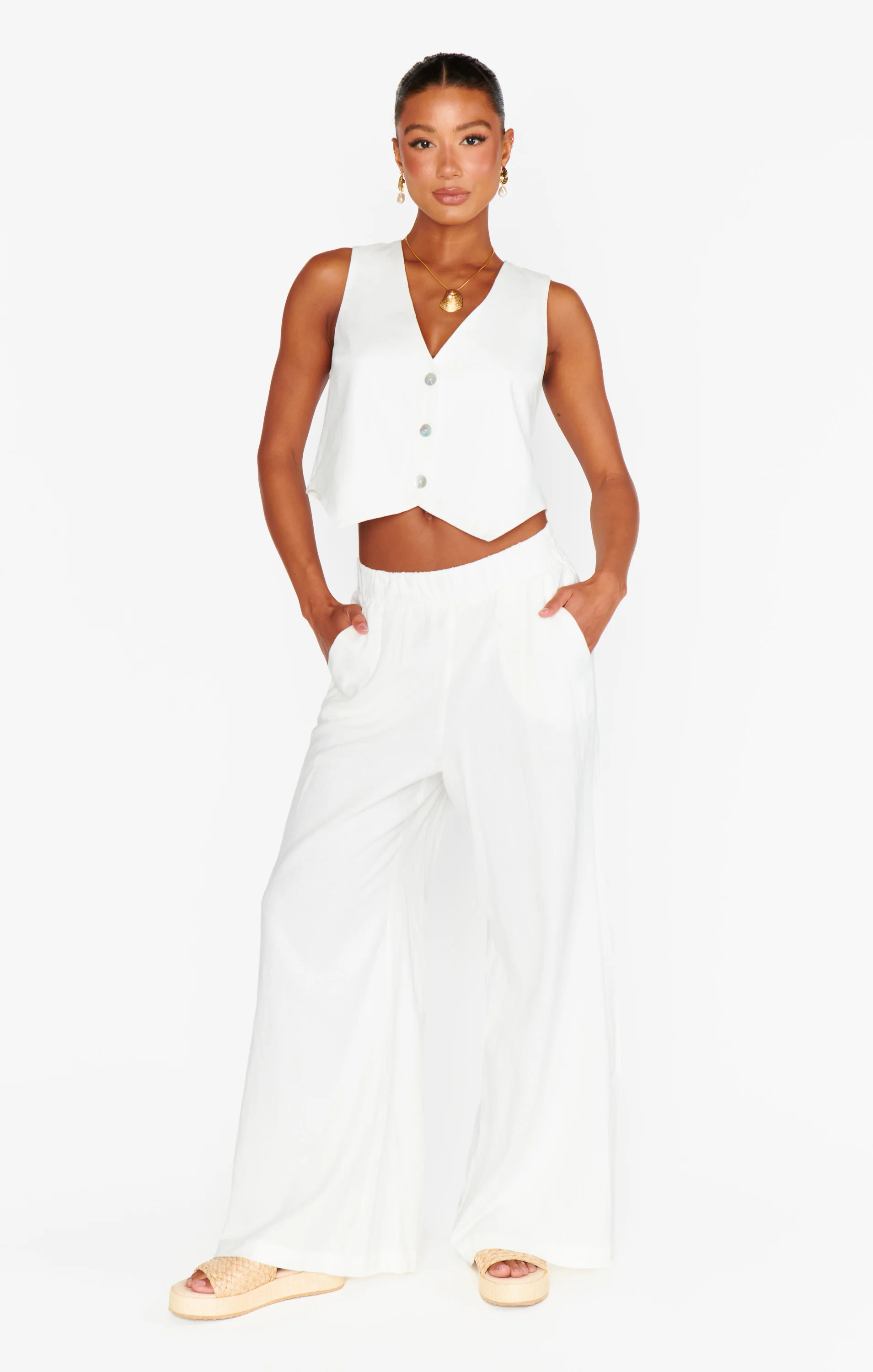 Vicky Vest Top ~ White Linen - Image 3