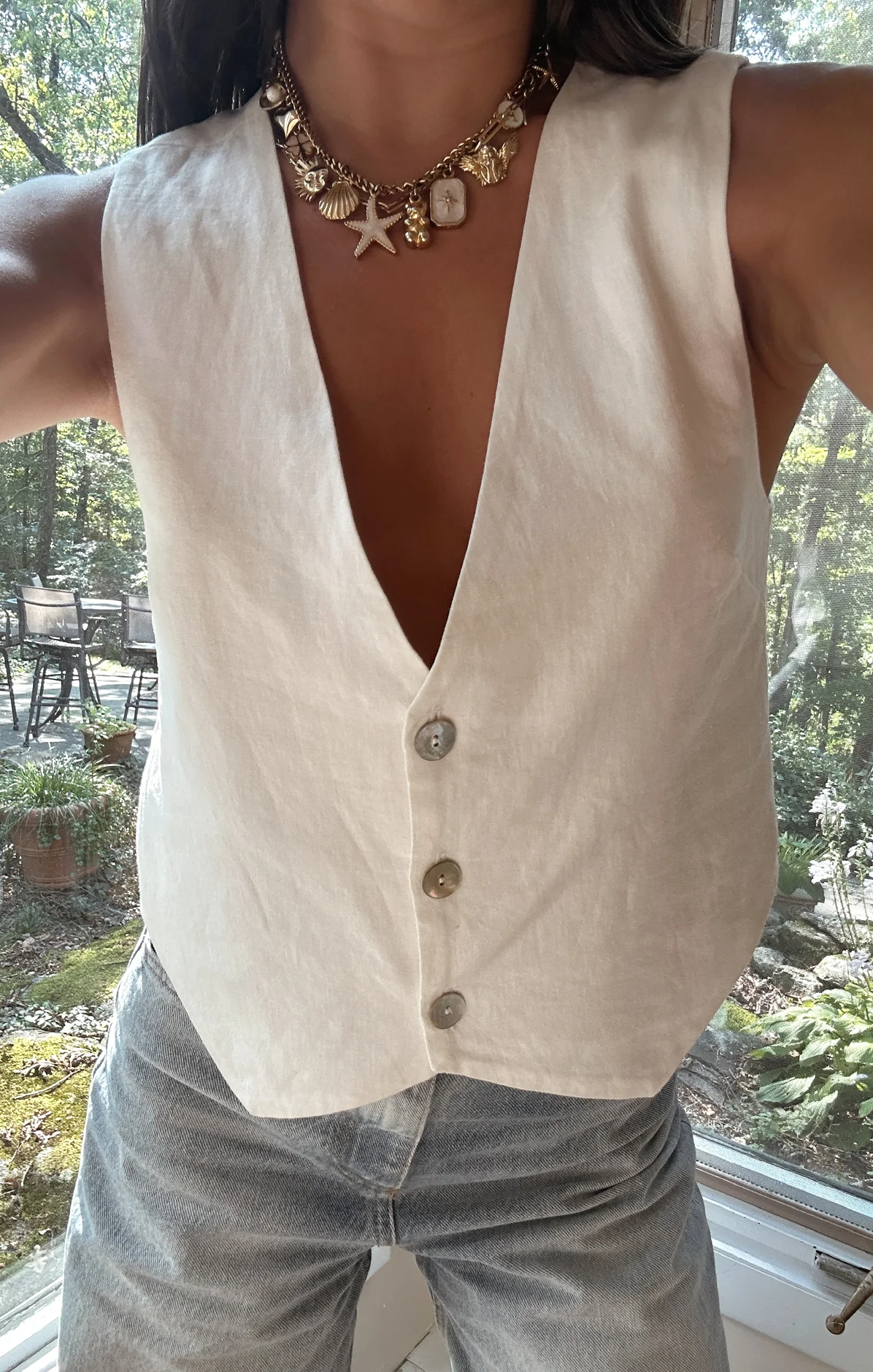Vicky Vest Top ~ White Linen - Image 5