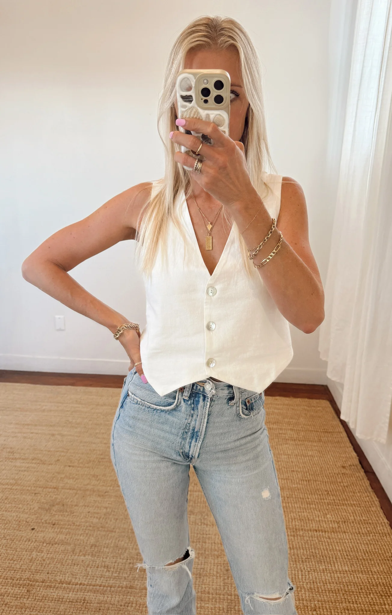 Vicky Vest Top ~ White Linen - Image 6