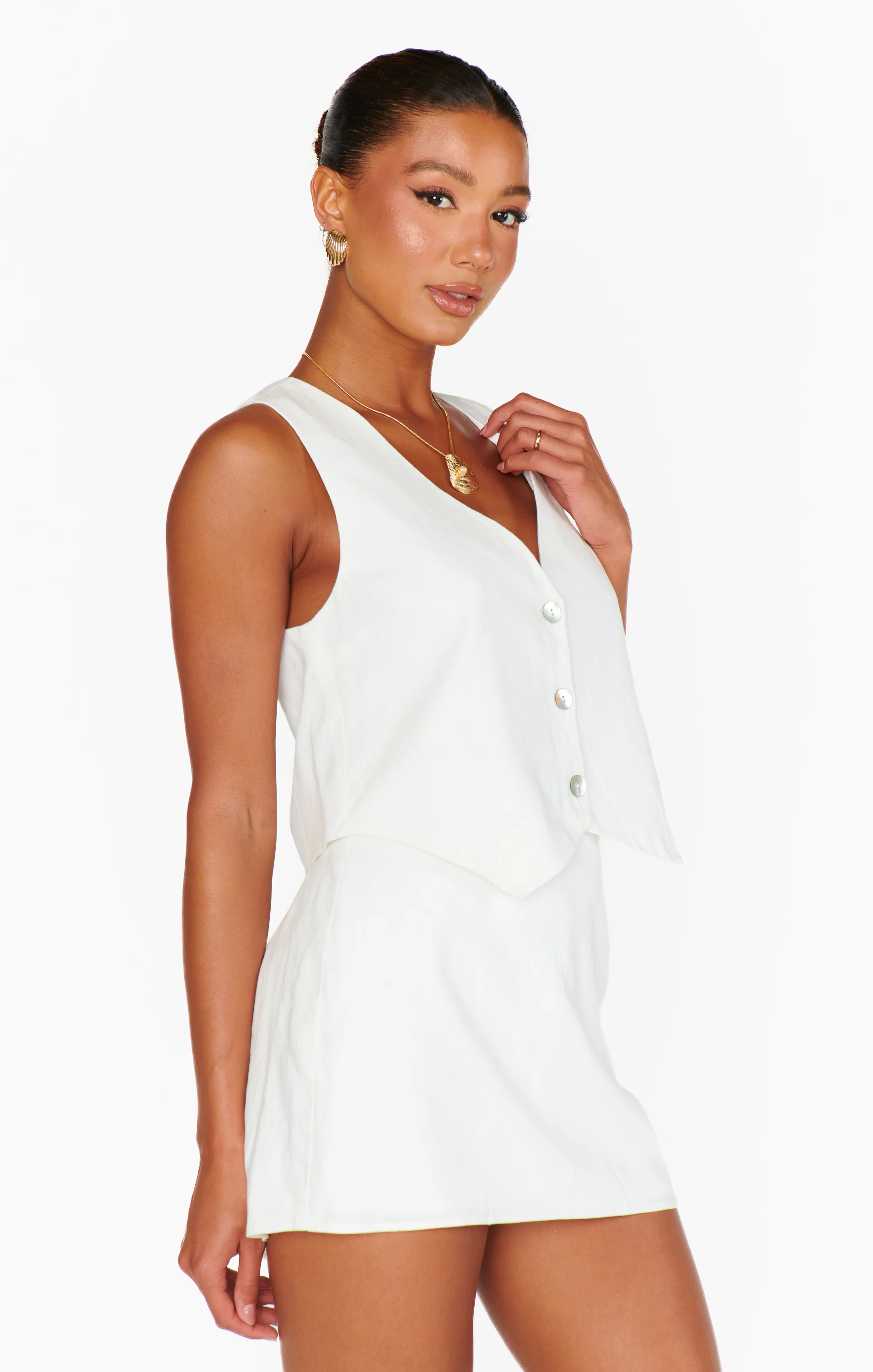 Vicky Vest Top ~ White Linen - Image 7