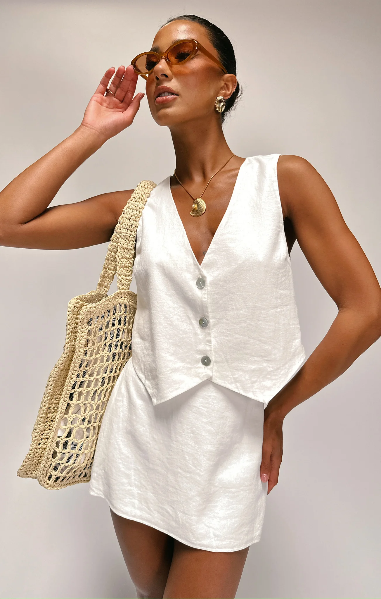 Vicky Vest Top ~ White Linen - Image 9