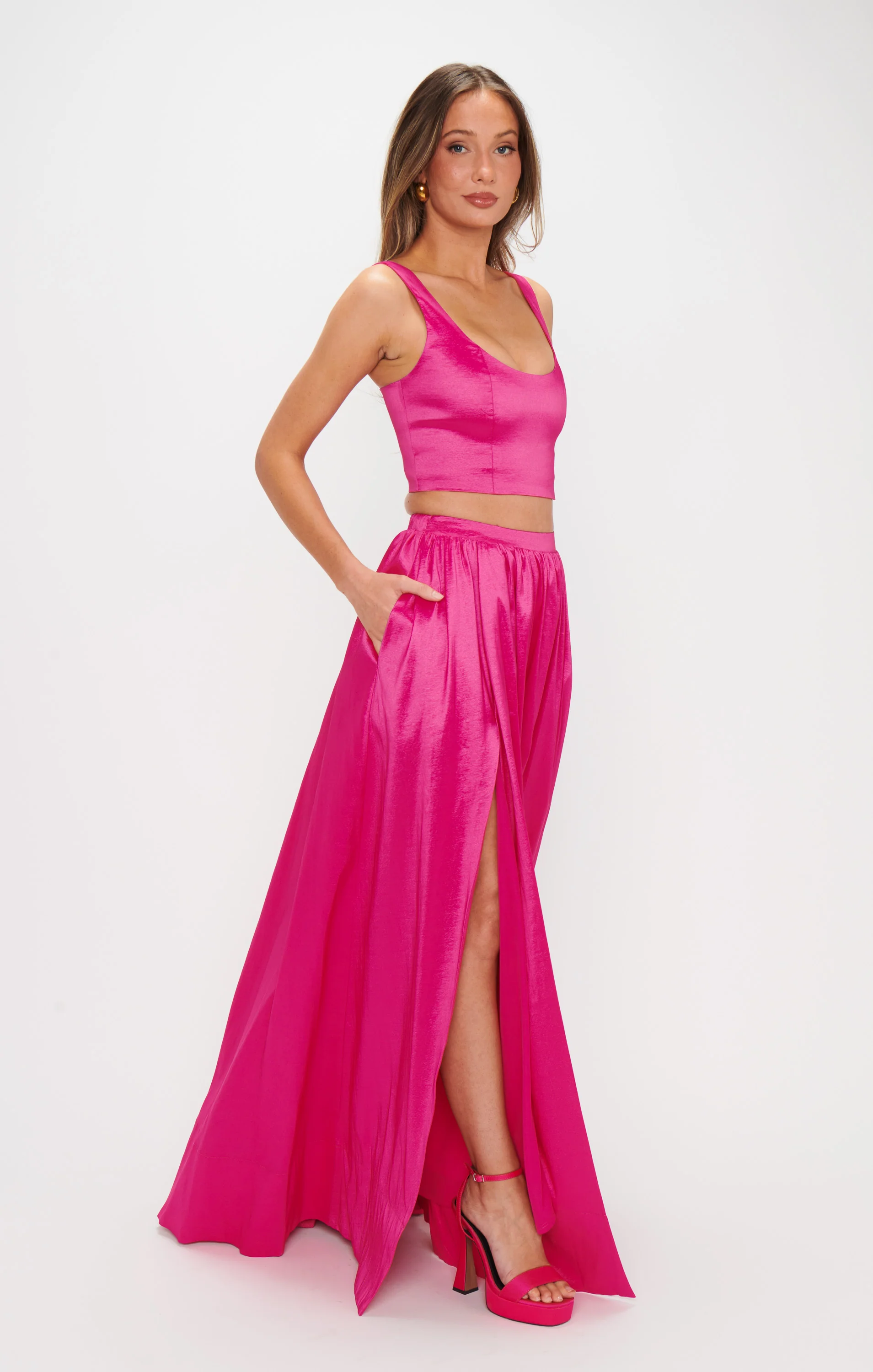 Vivianna Maxi Skirt ~ Dragonfruit Taffeta - Image 5